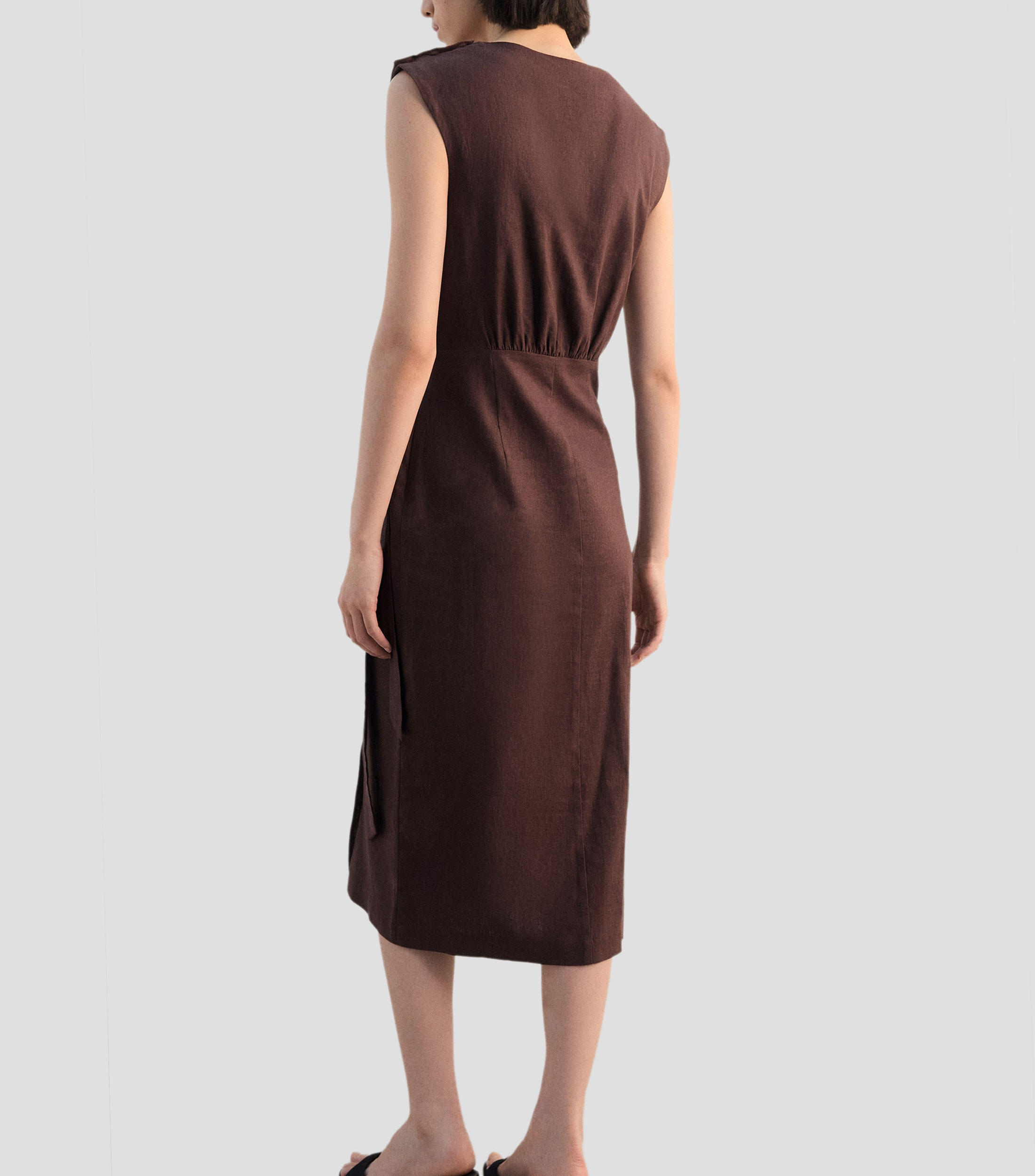 Vestido midi liso Mujer