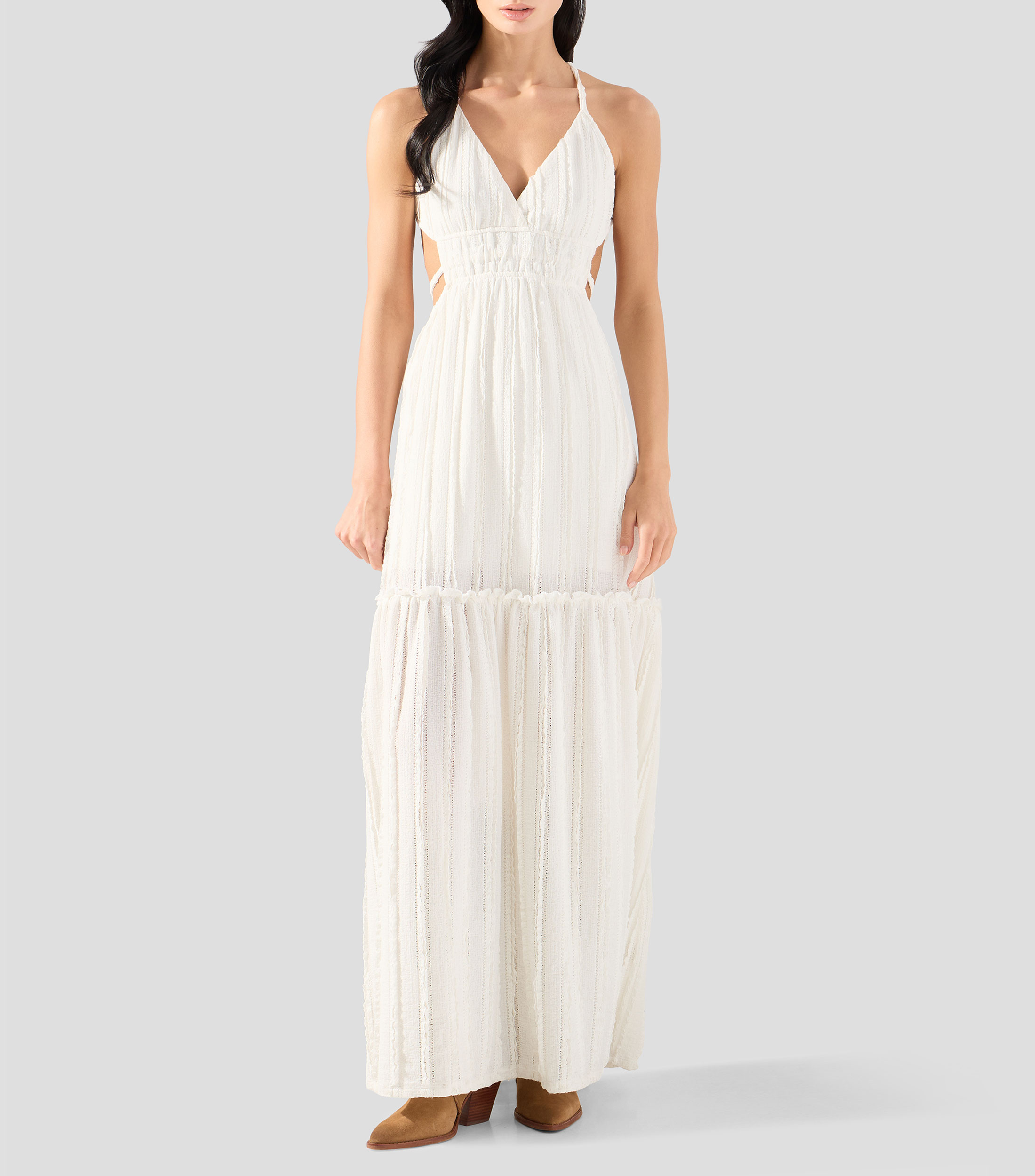 Vestido largo liso Mujer