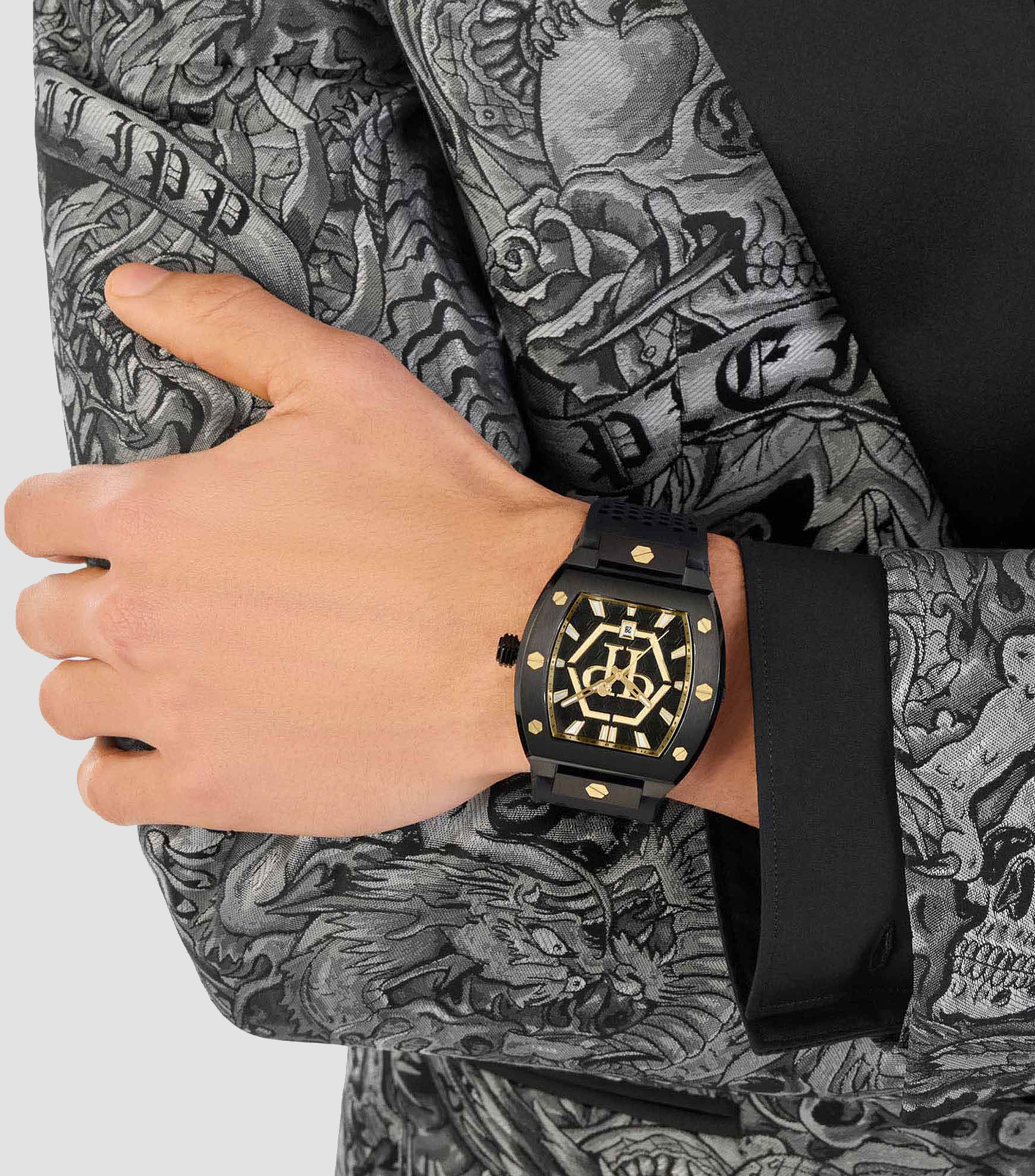 Reloj para Hombre The Hexagon Phantom casual negro, dorado