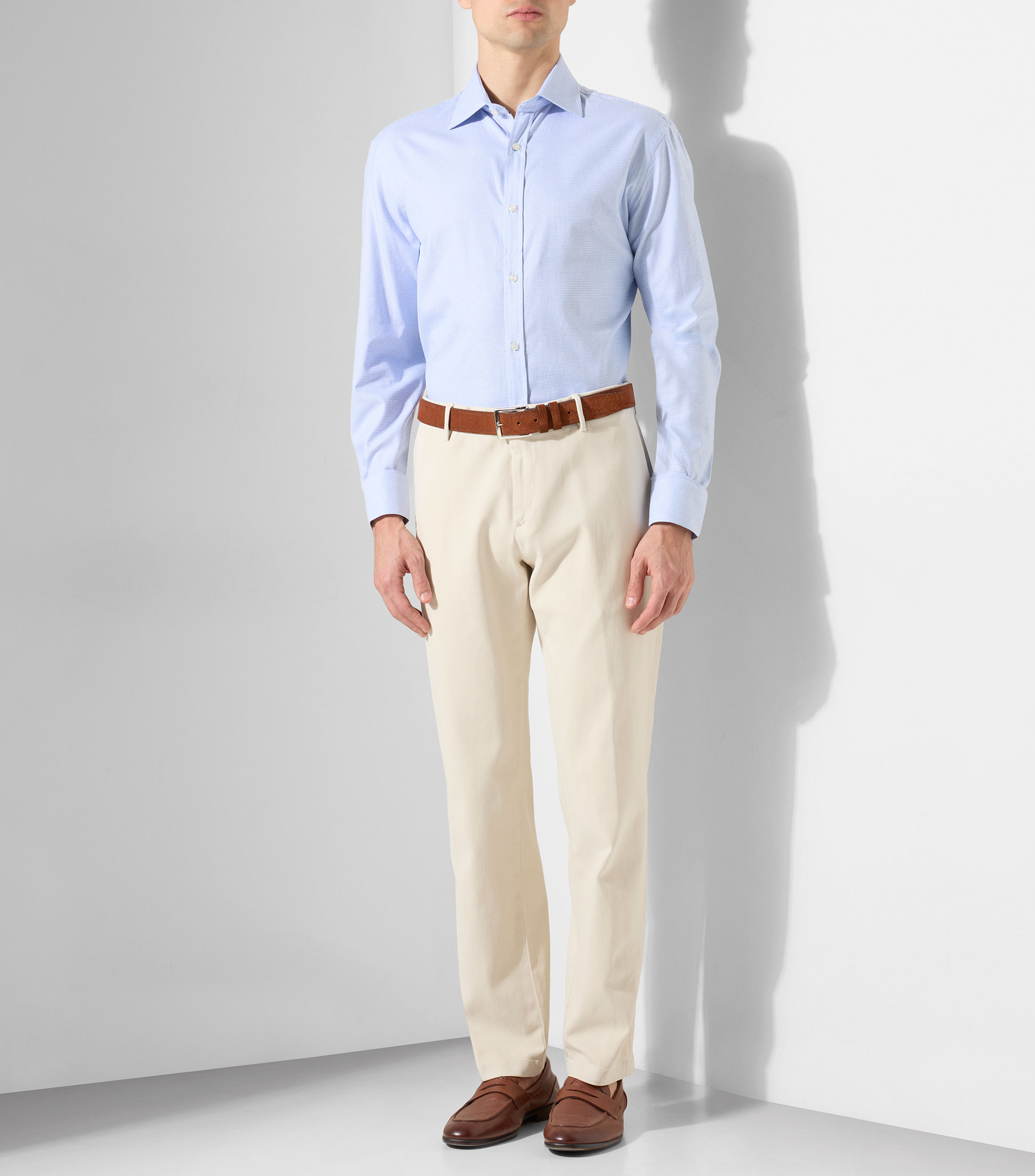 Camisa con microdiseño manga larga Hombre