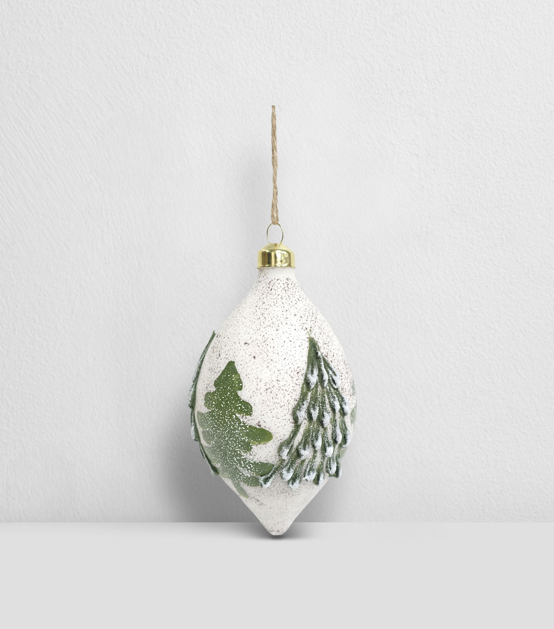 Figura Decorativa Esfera Alargada Pinos en Vidrio