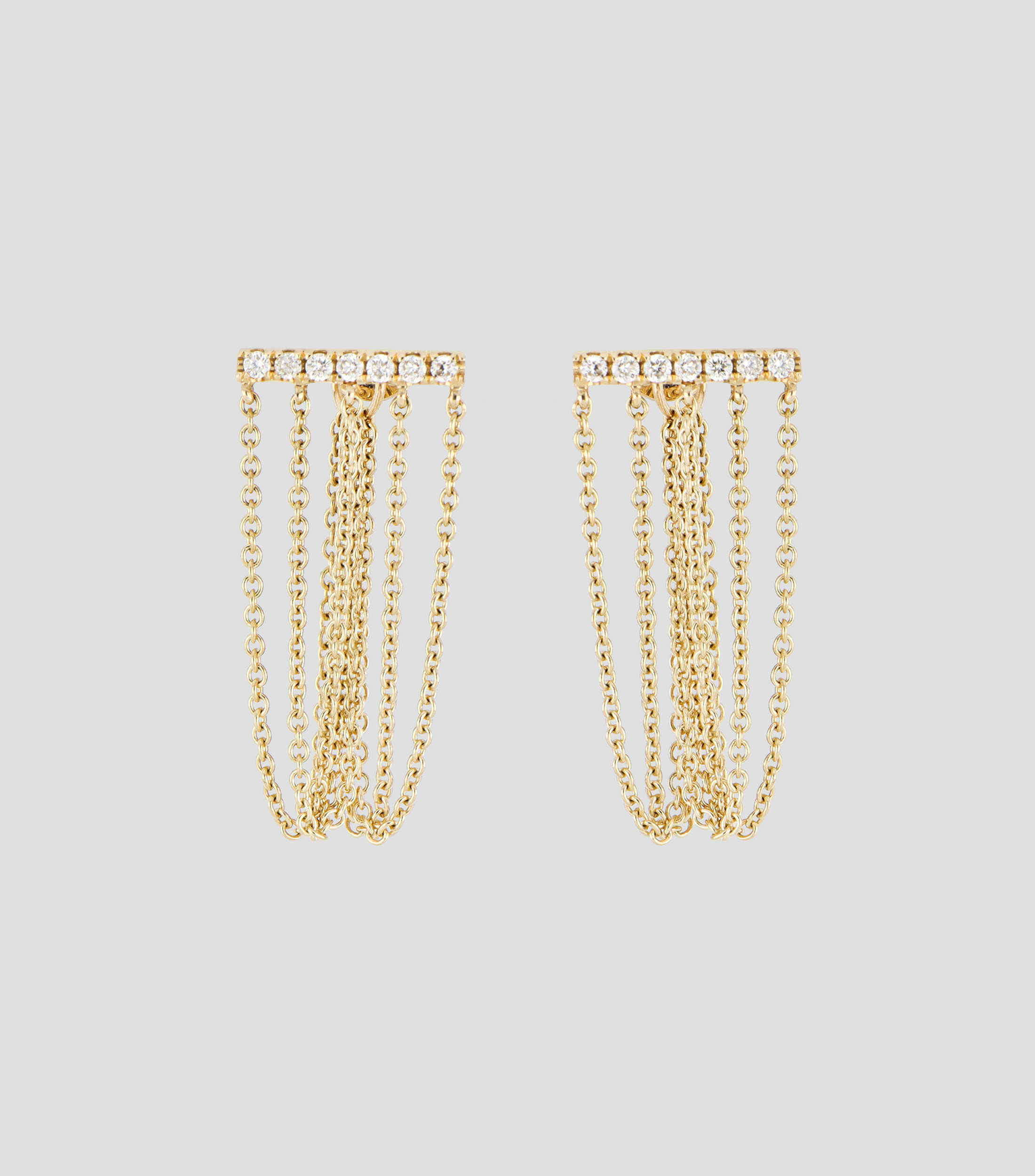 Aretes en oro amarillo de 14 kilates con diamantes Mujer