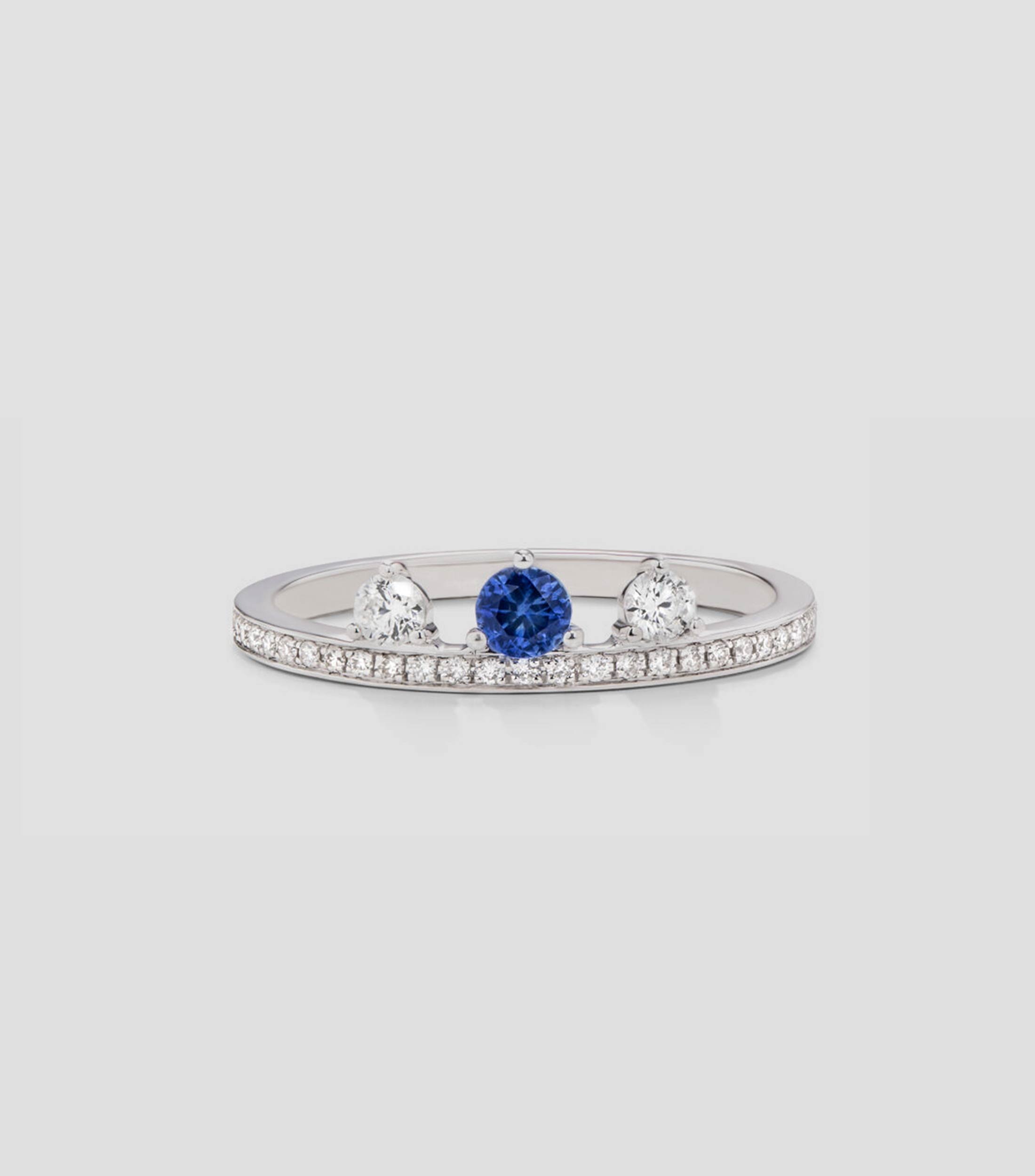 Anillo en Oro blanco de 18 Kilates Saiph con Zafiro Mujer
