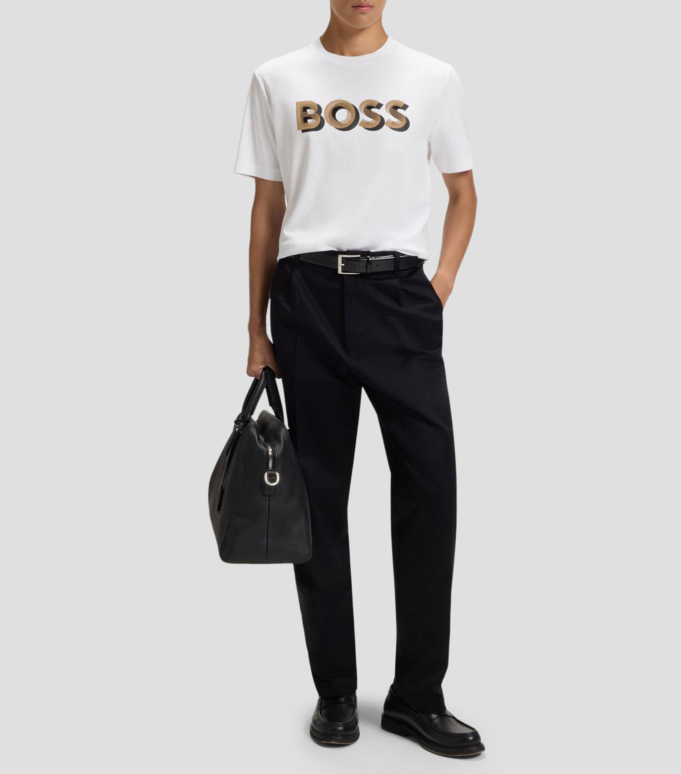 Playera de algodón mercerizado con logo de diseño Hombre