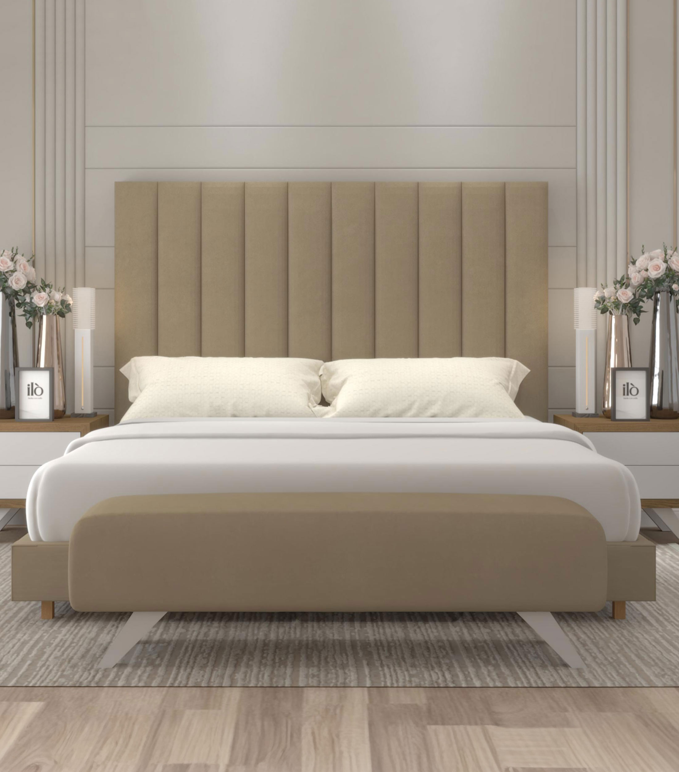 Cama King Size Gamuzzeta Latte en tela