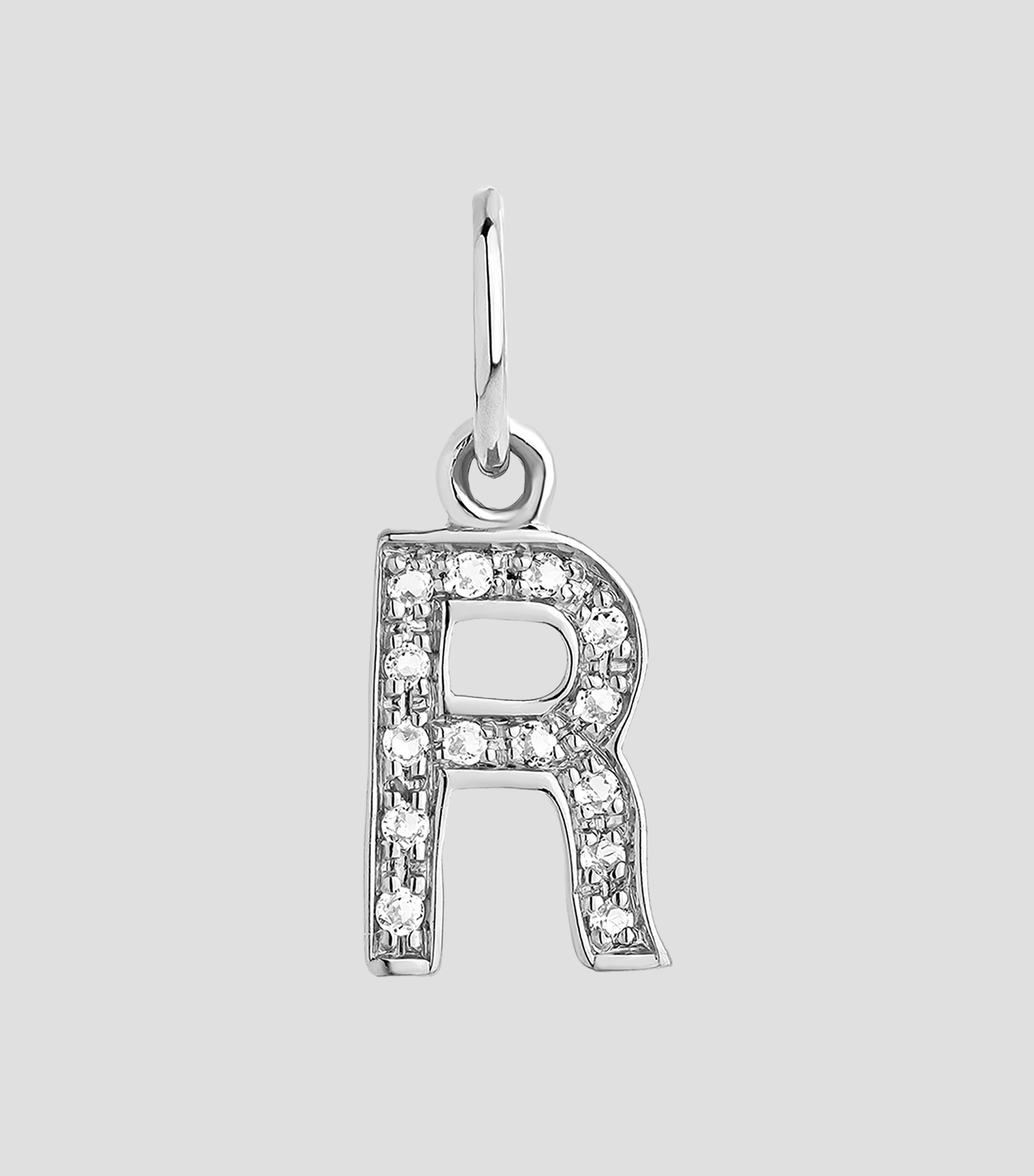 Dije inicial R en plata .925 ABC con topacios blancos Mujer