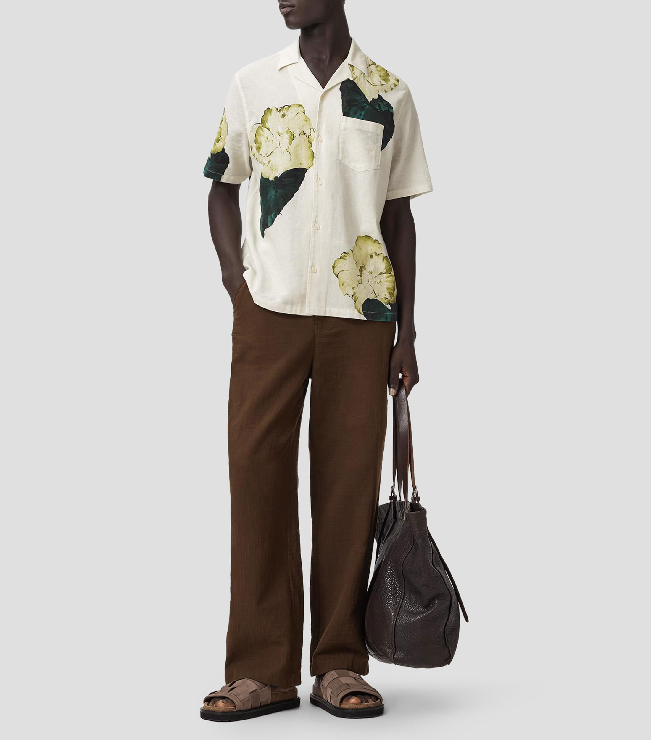 Camisa estampada con manga corta Hombre
