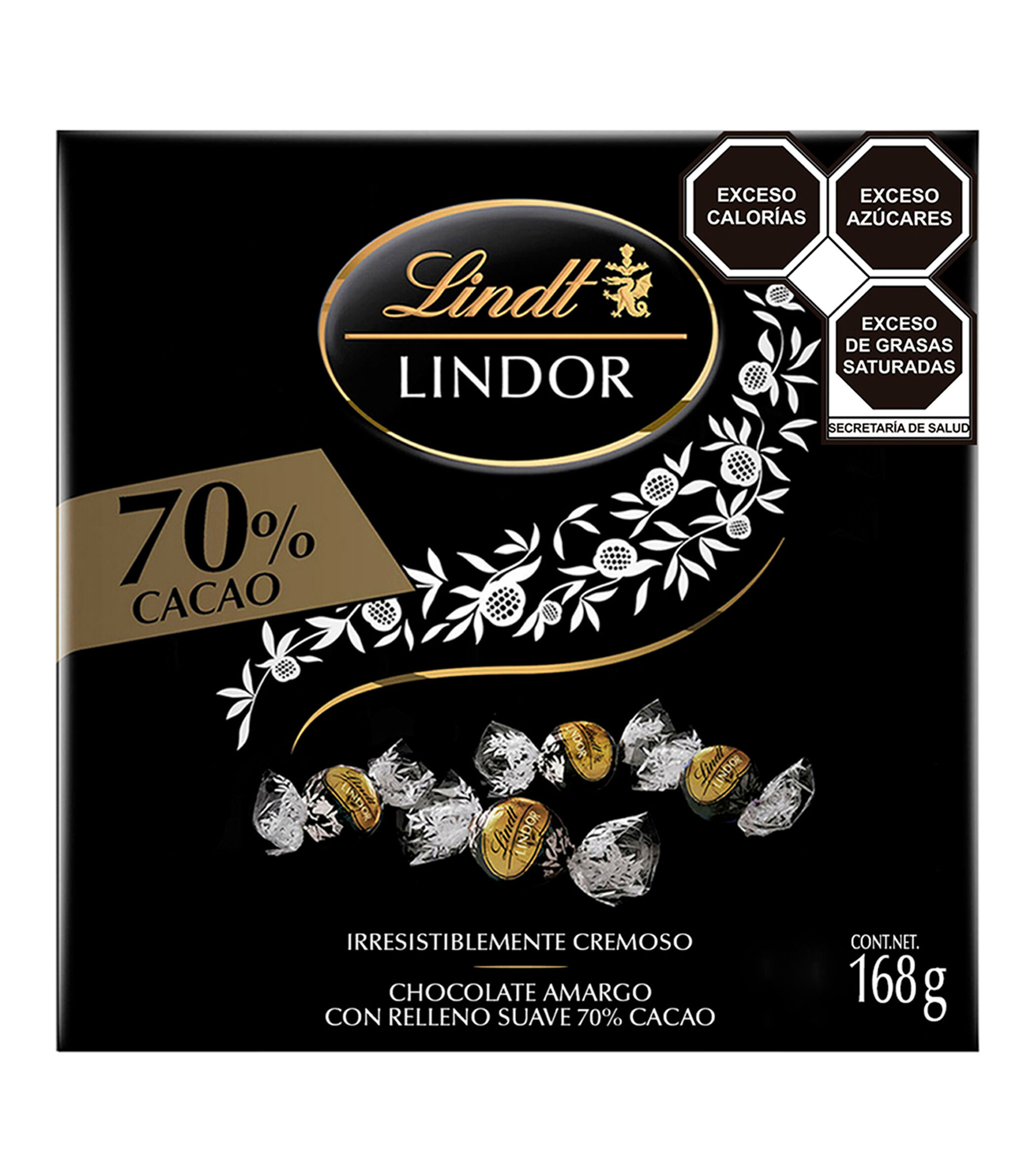 Chocolate Lindor Amargo con Relleno Suave, 168 gr