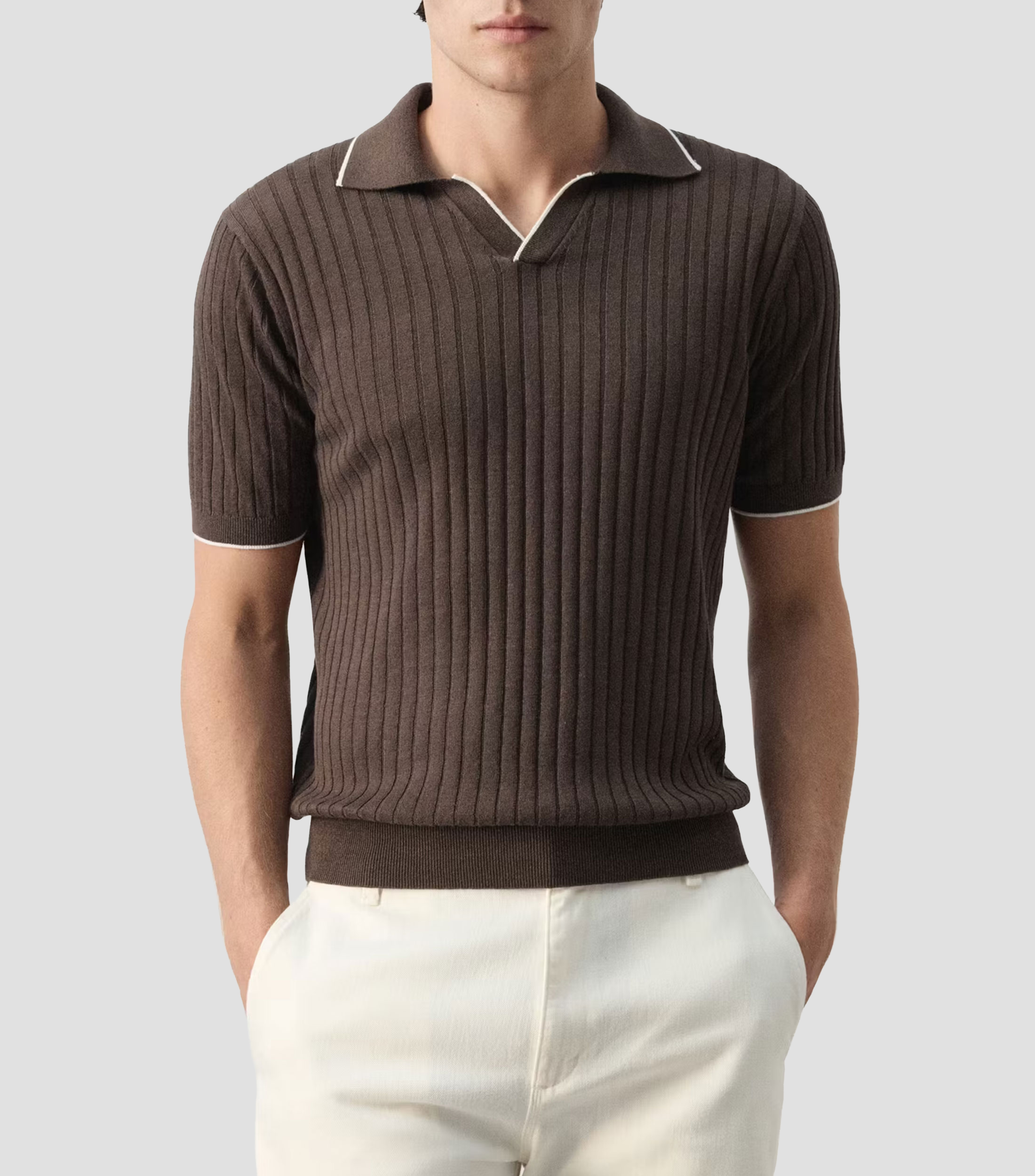 Playera Tipo Polo Manga Corta Sólido Hombre