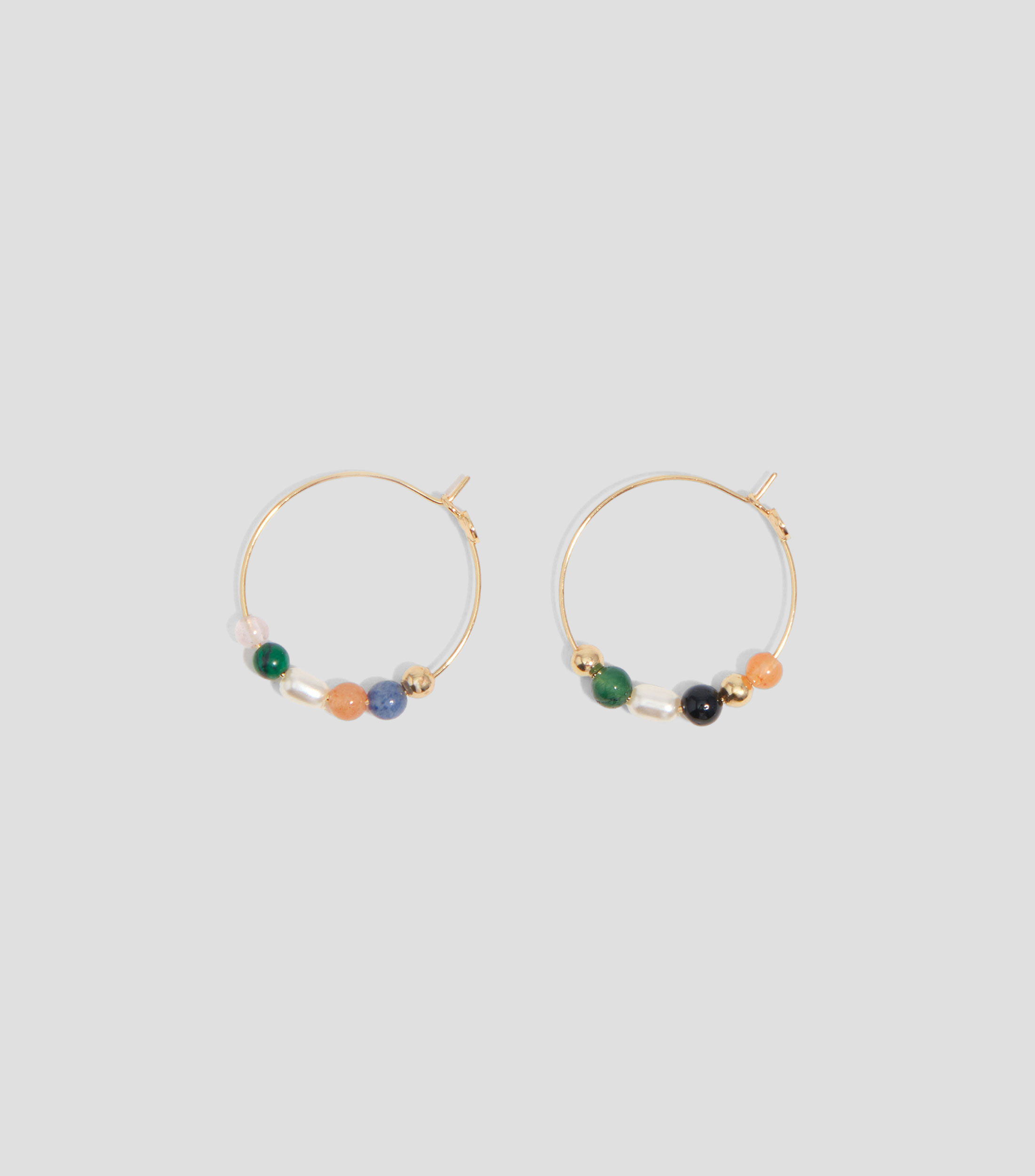 Pendientes aro piedras y perlas Mujer