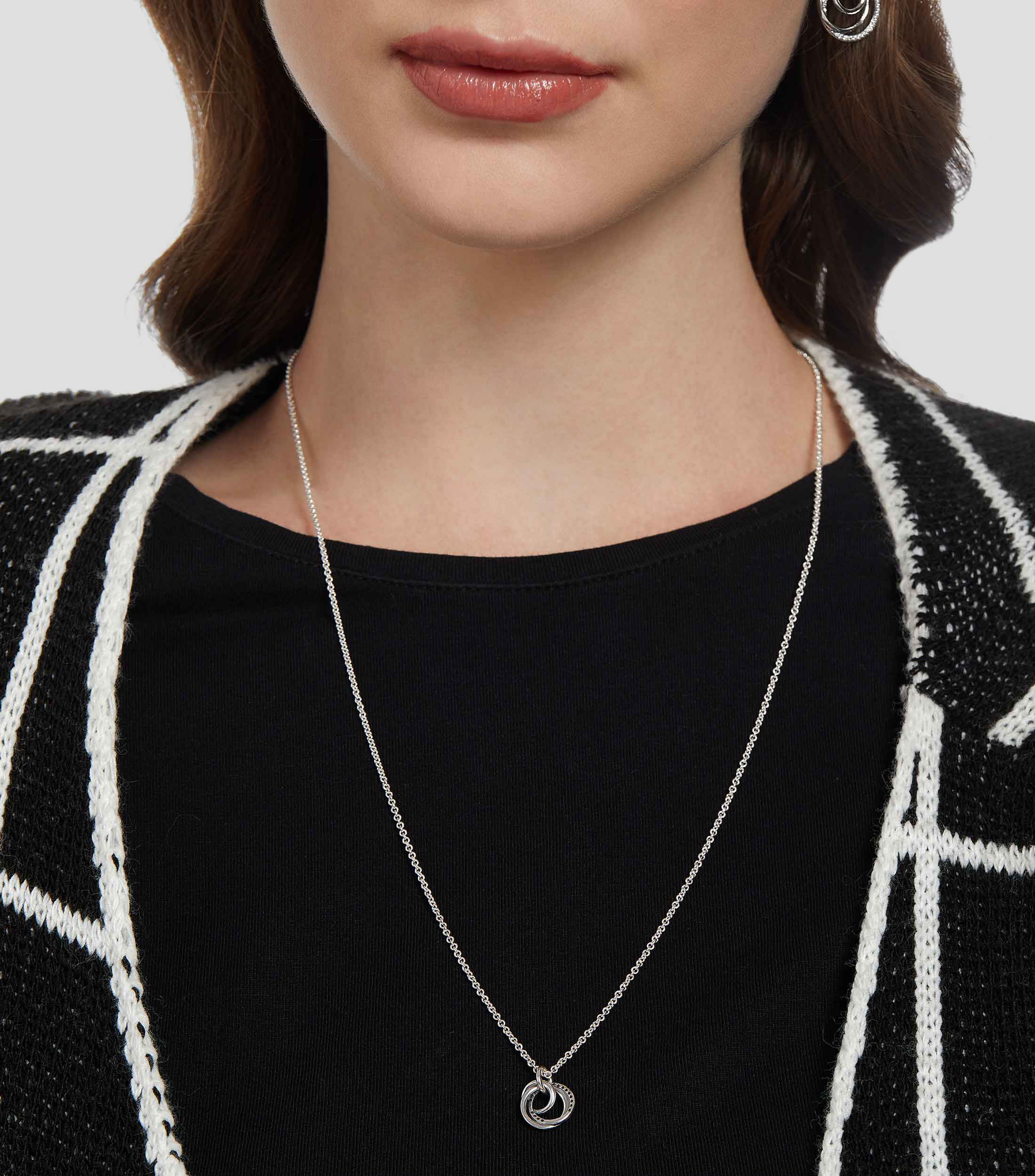 Collar Argollas en Plata .925 con Zirconias Mujer