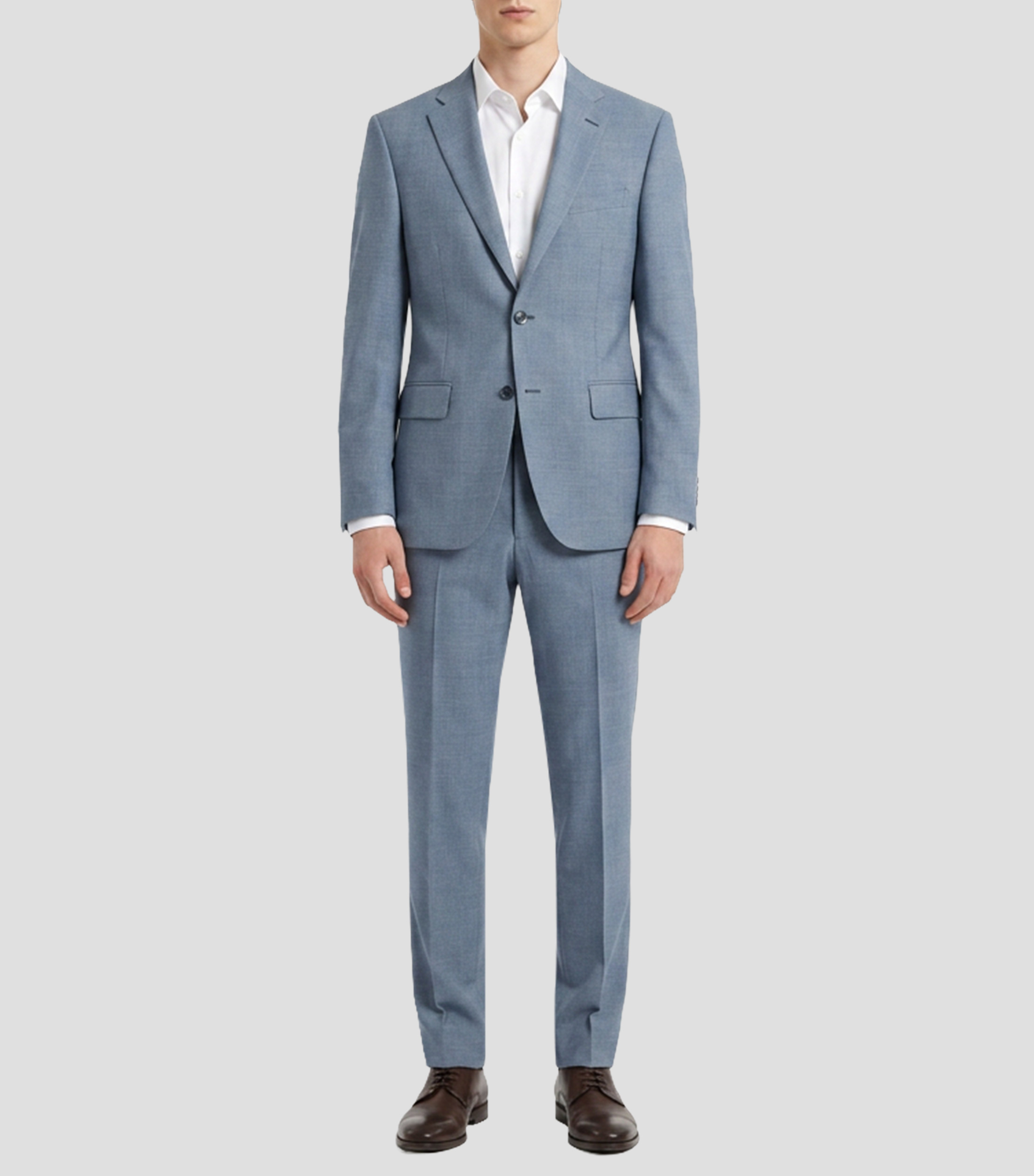 Traje de lana corte regular con microdiseños Hombre