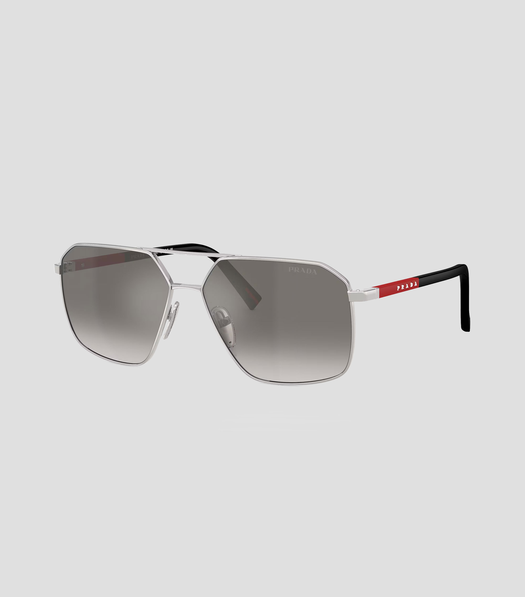 Lentes de sol Prada Línea Rossa rectangulares plateados Mujer