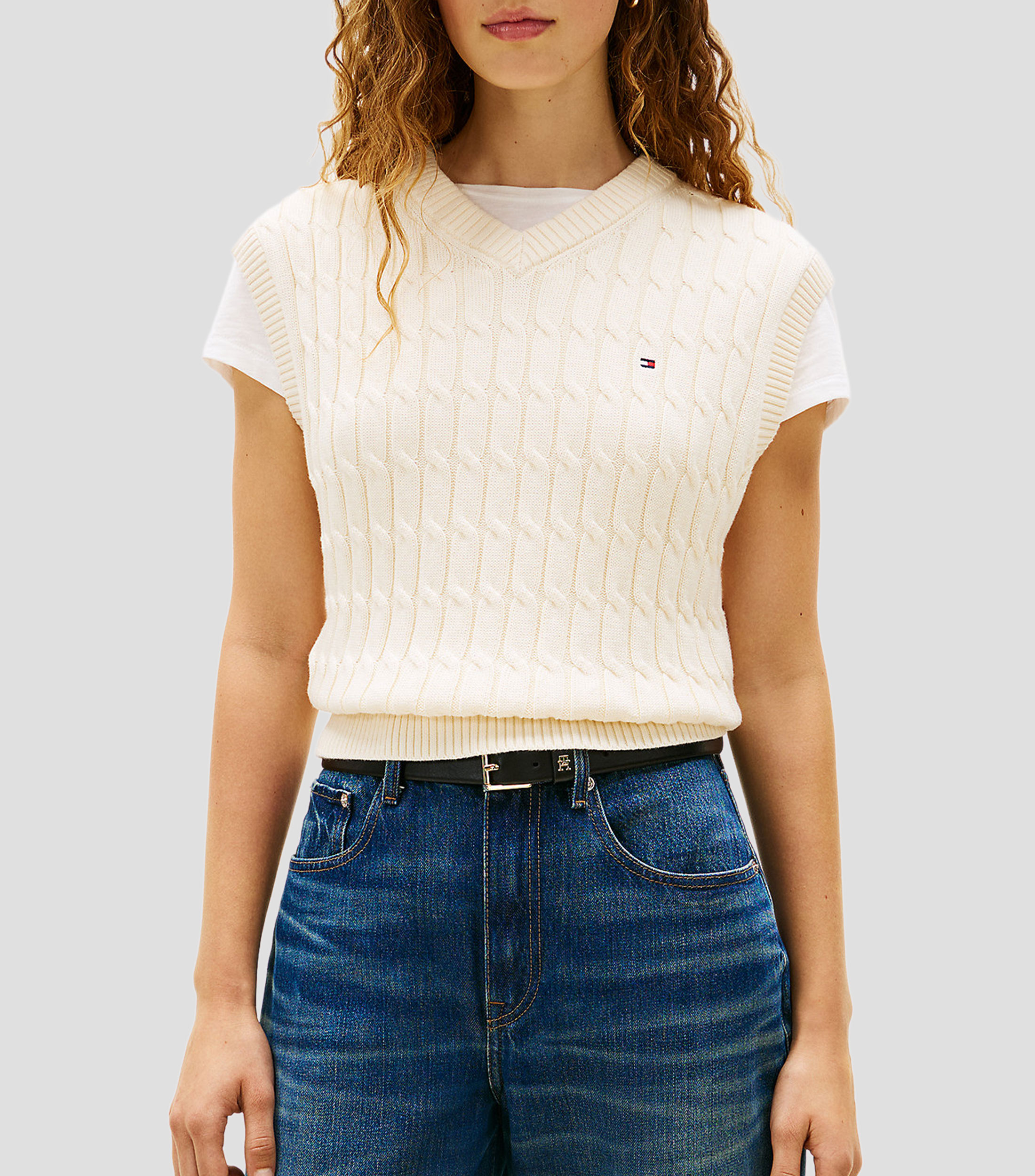 Suéter chaleco cuello redondo Mujer