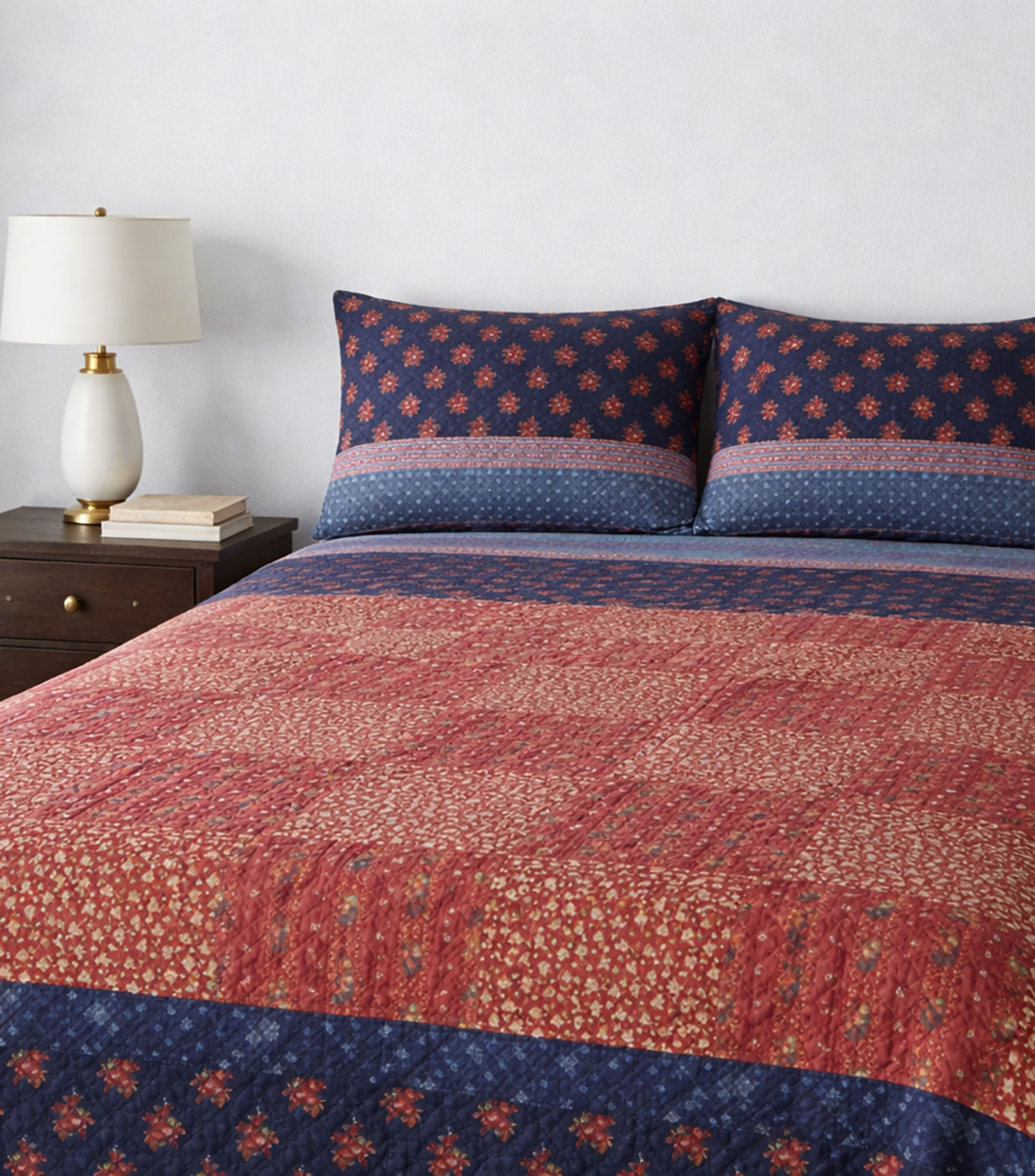 Colcha king size en algodón Claremont multicolor