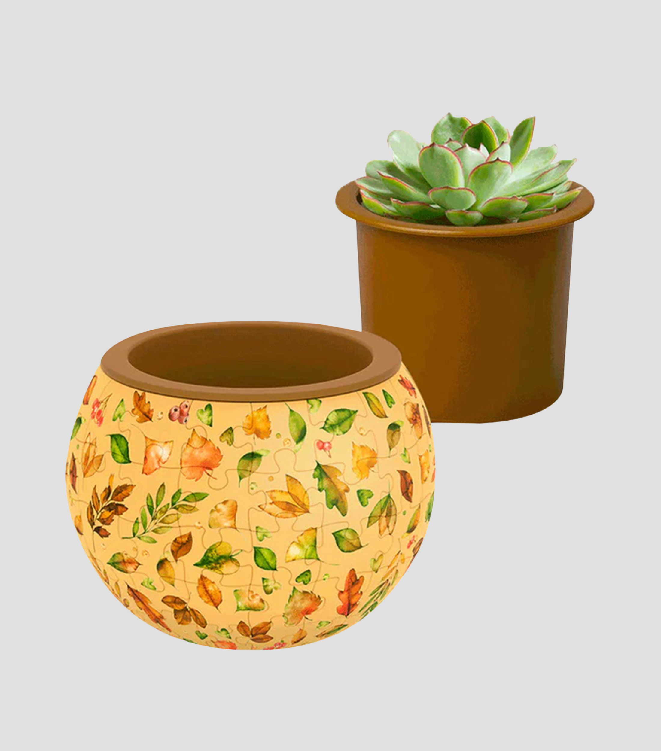 Maceta Rompecabezas 3D Verde Elegante