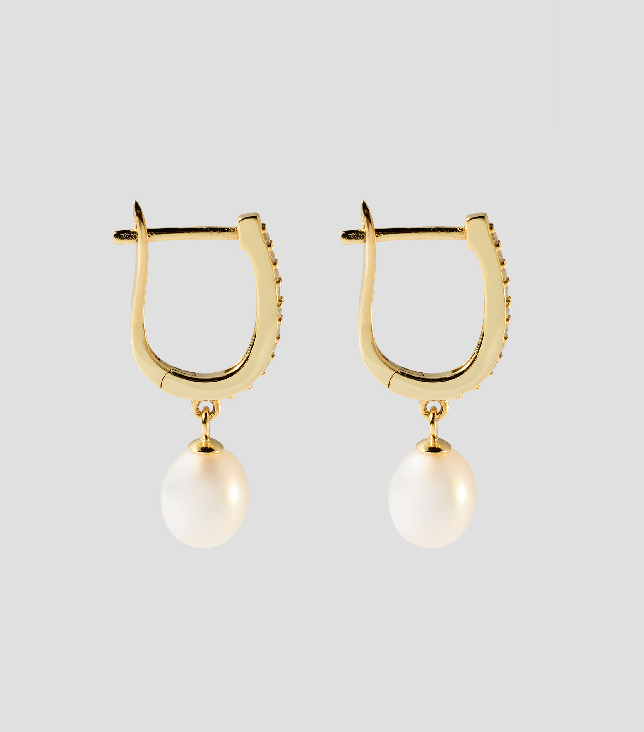 Aretes herradura en Plata .925 con perlas Mujer