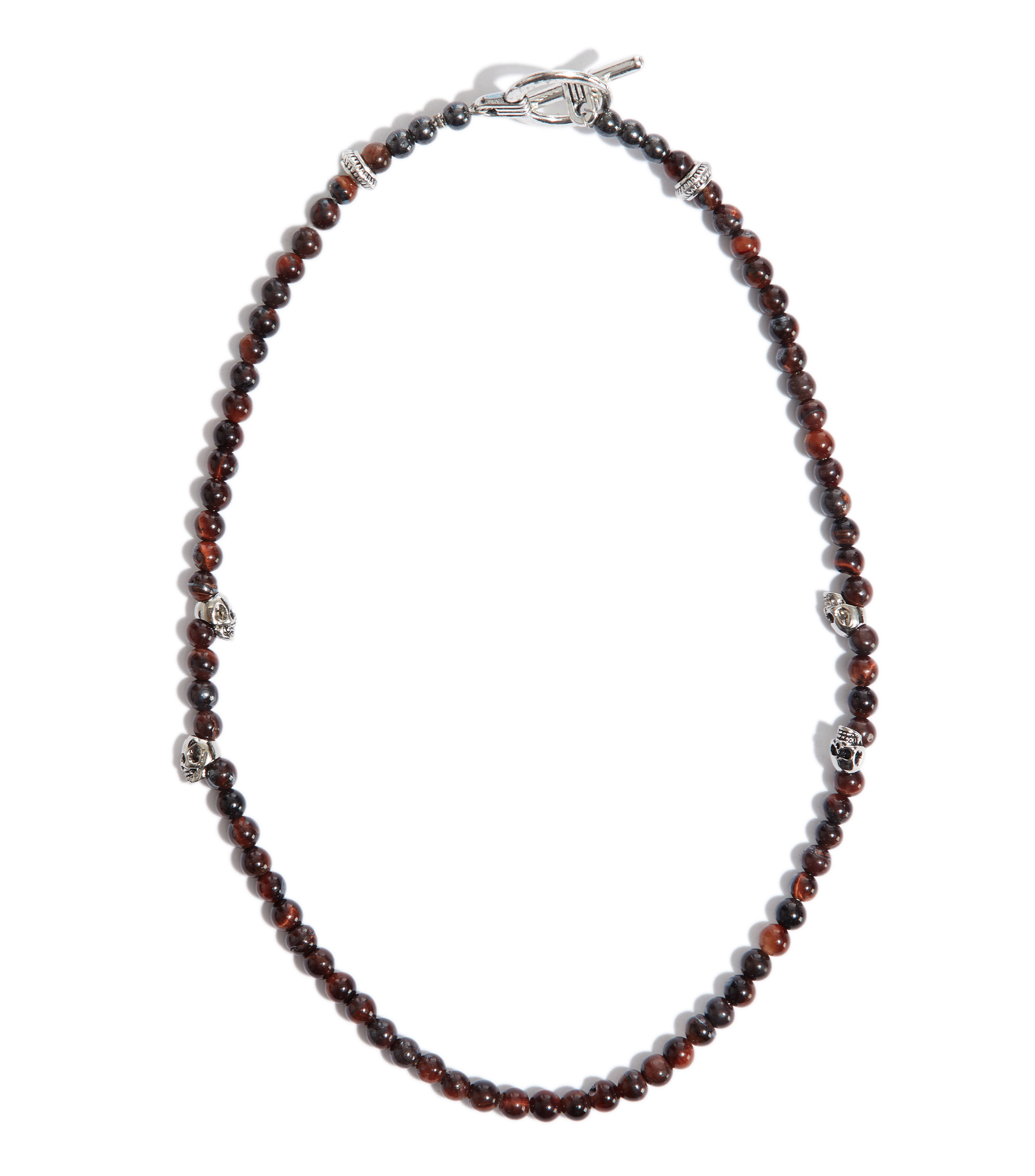 Pulsera de doble vuelta en plata con piedra ojo de halcón Hombre