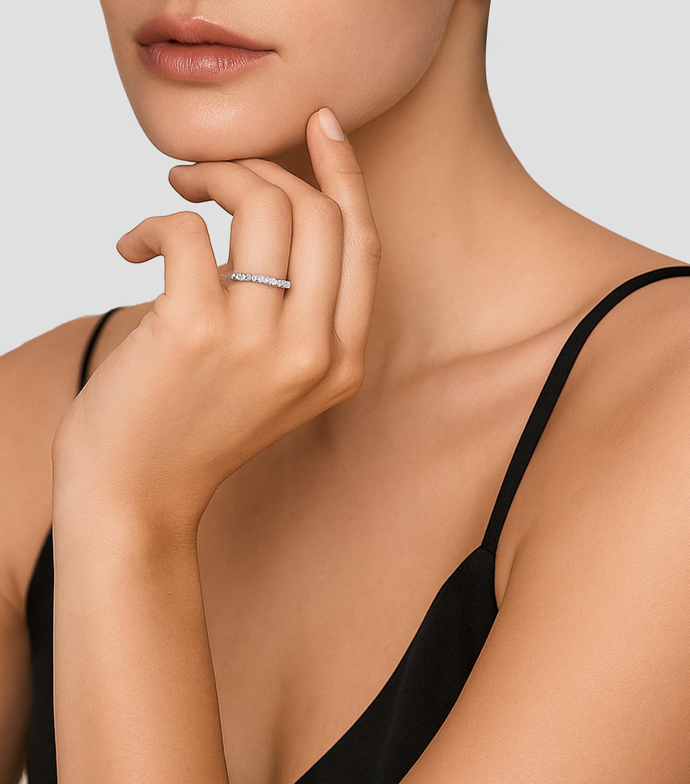 Anillo de Compromiso en oro blanco de 18 Kts Alianza Mujer