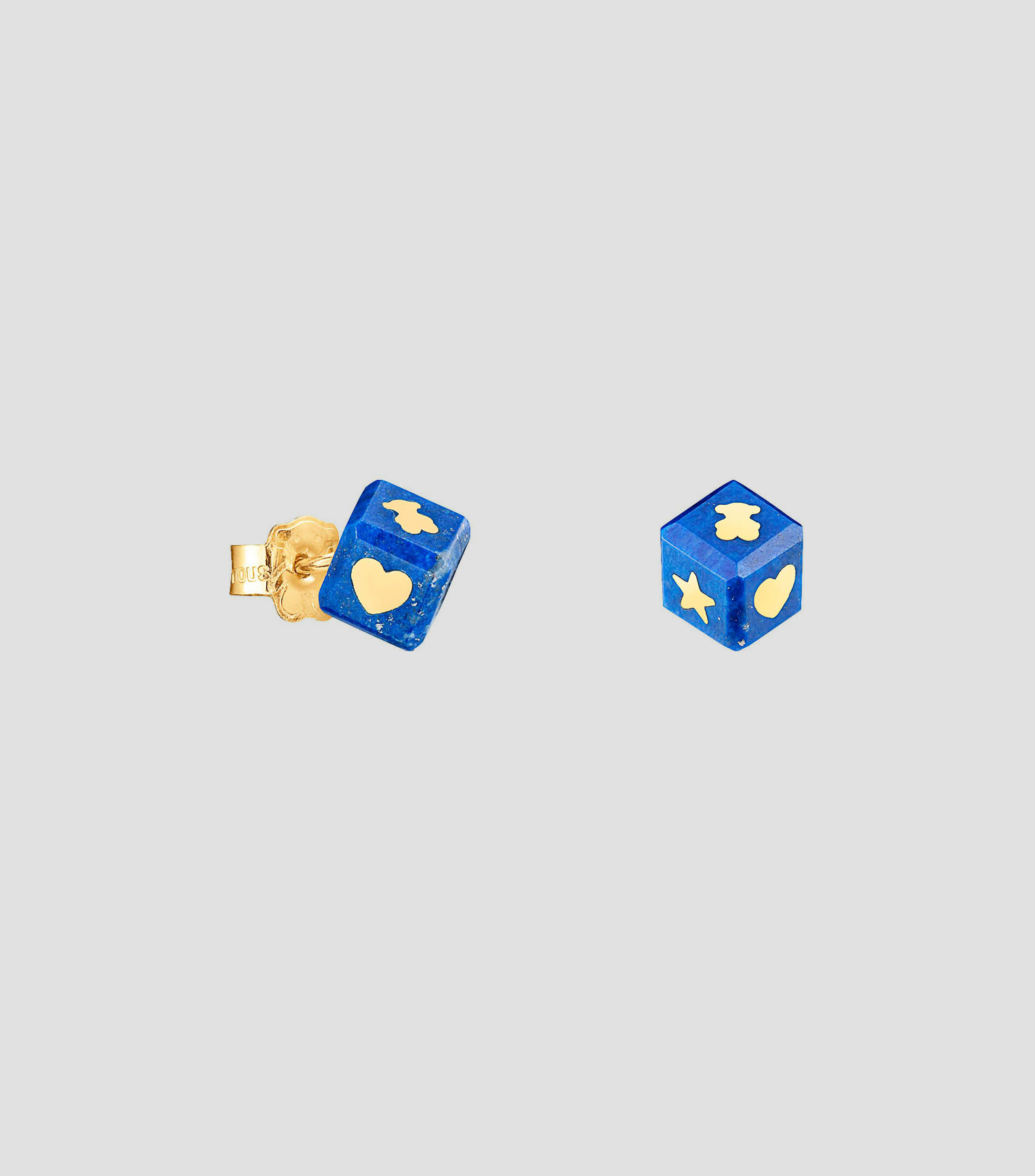 Aretes en oro amarillo 14 kilates con motivo de cubo Mujer