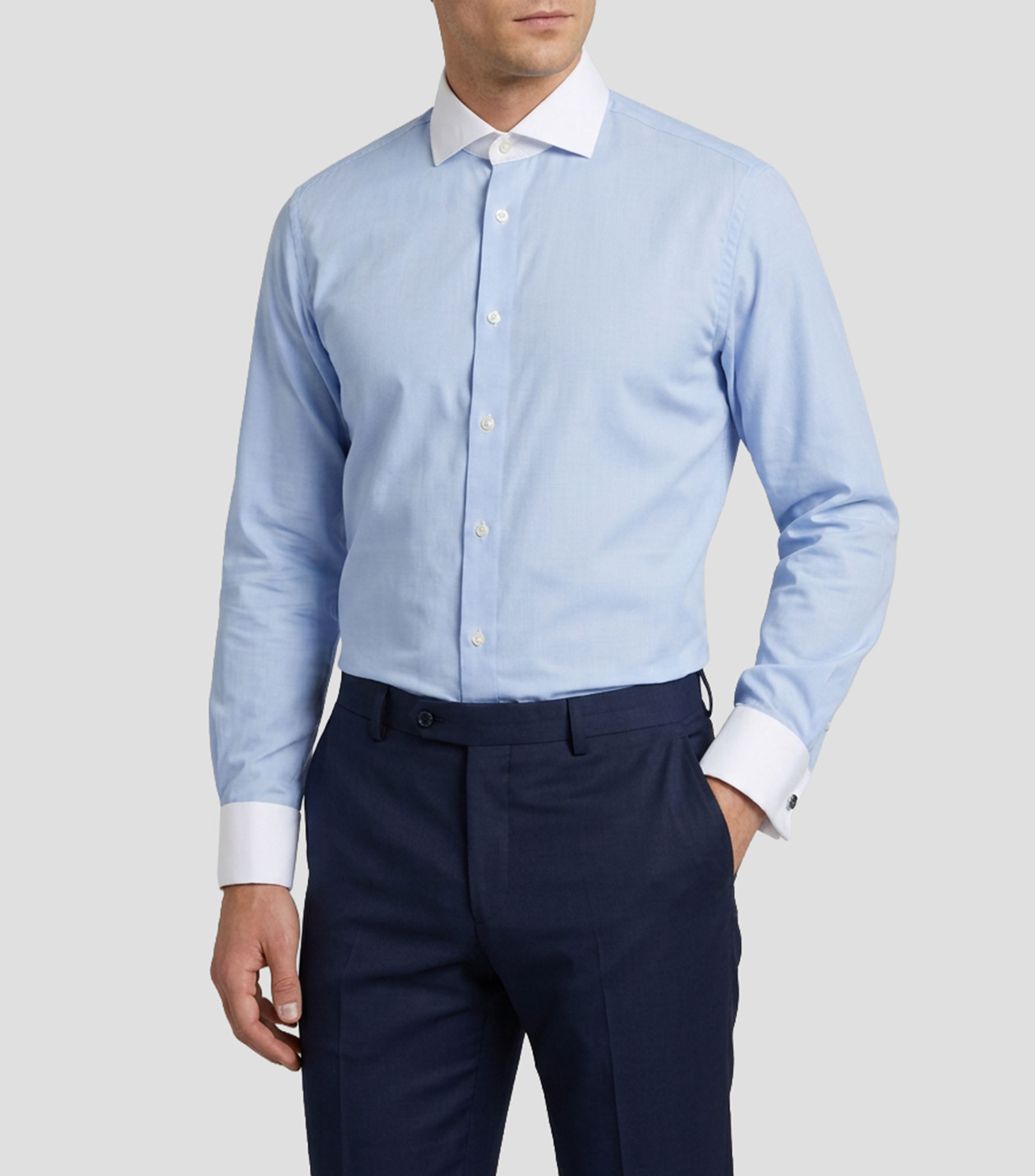 Camisa de vestir con microdiseños manga larga Hombre