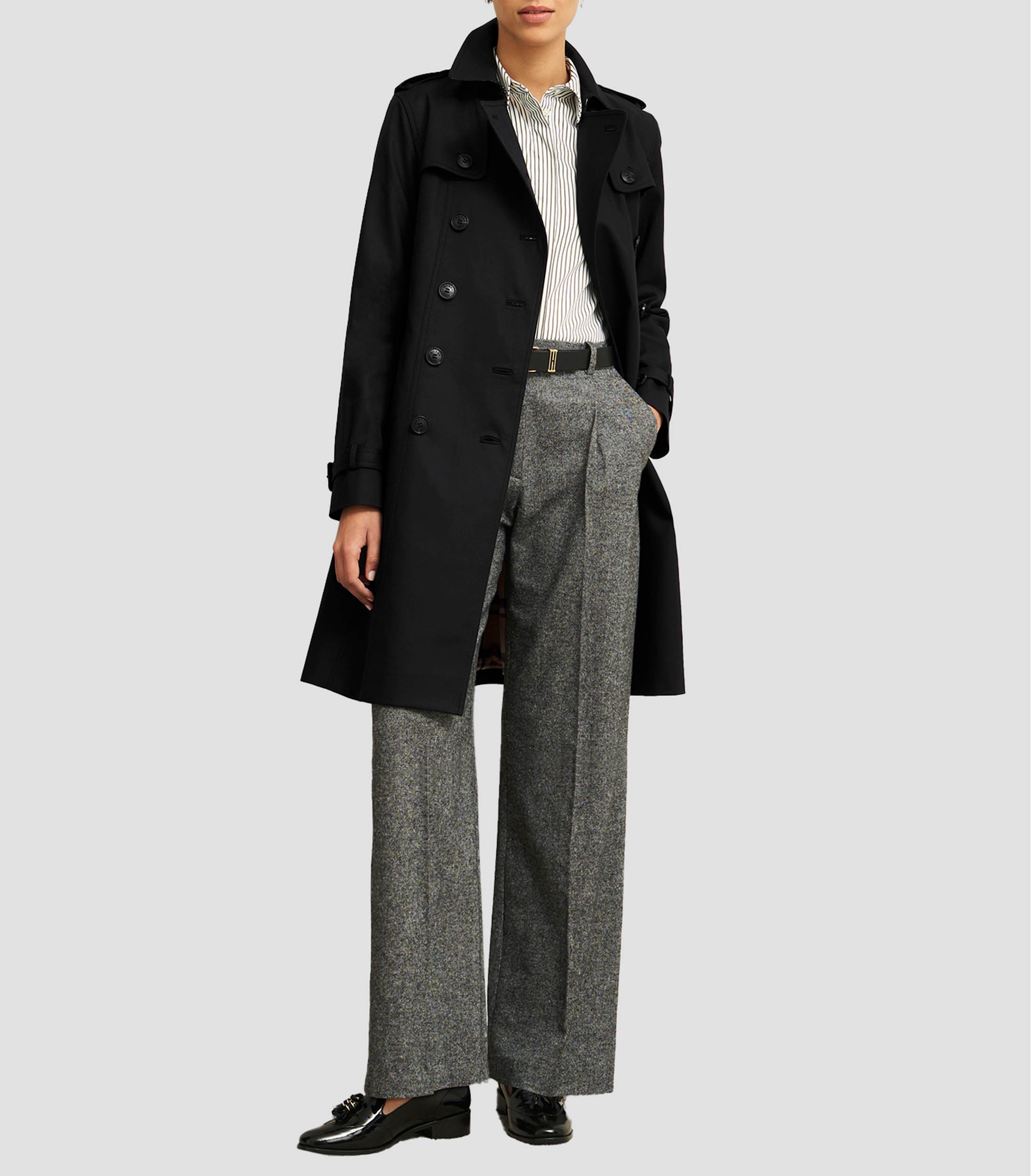 Gabardina tres cuartos con botones Mujer