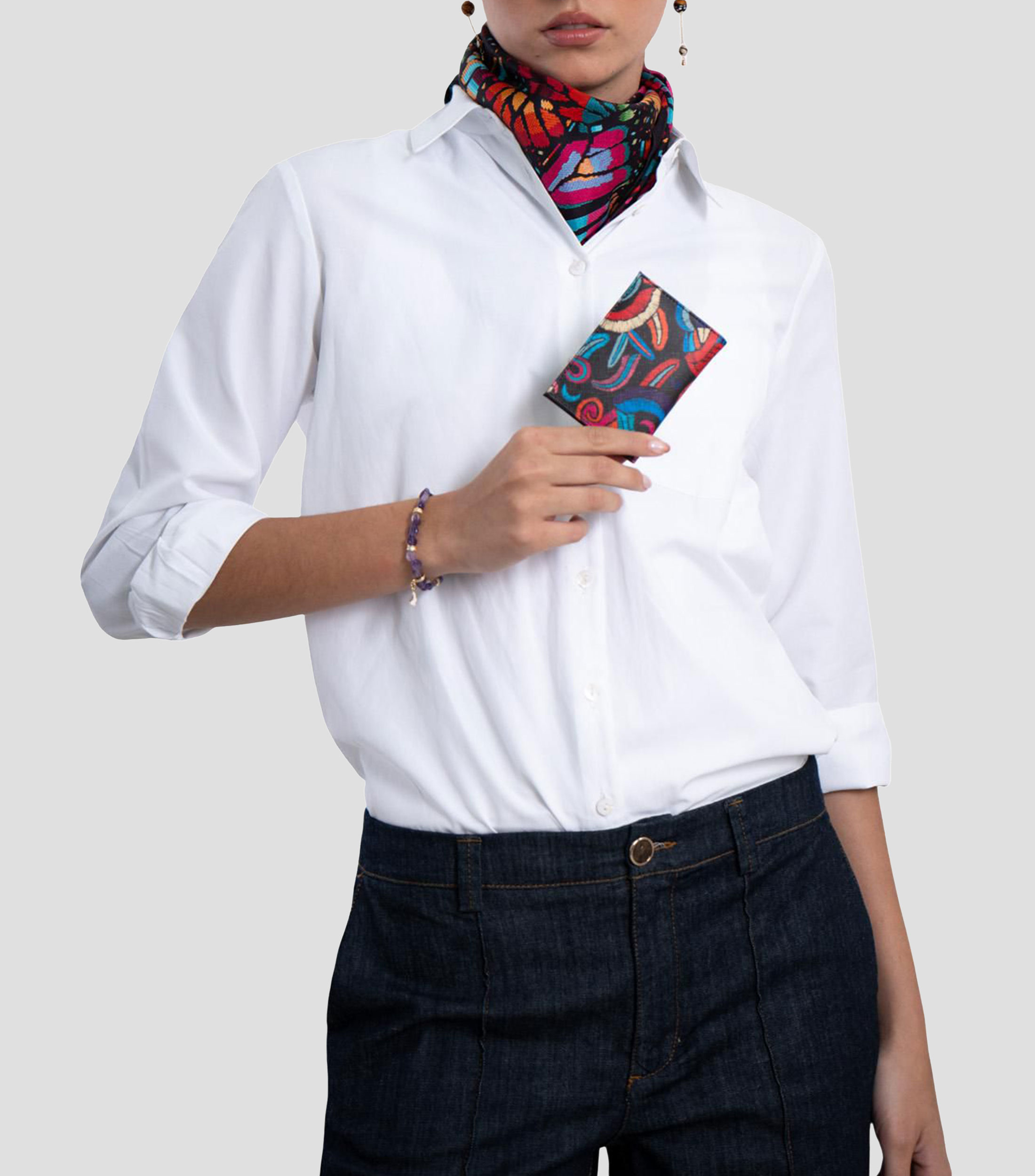 Tarjetero con estampado Quetzalcóatl Mujer