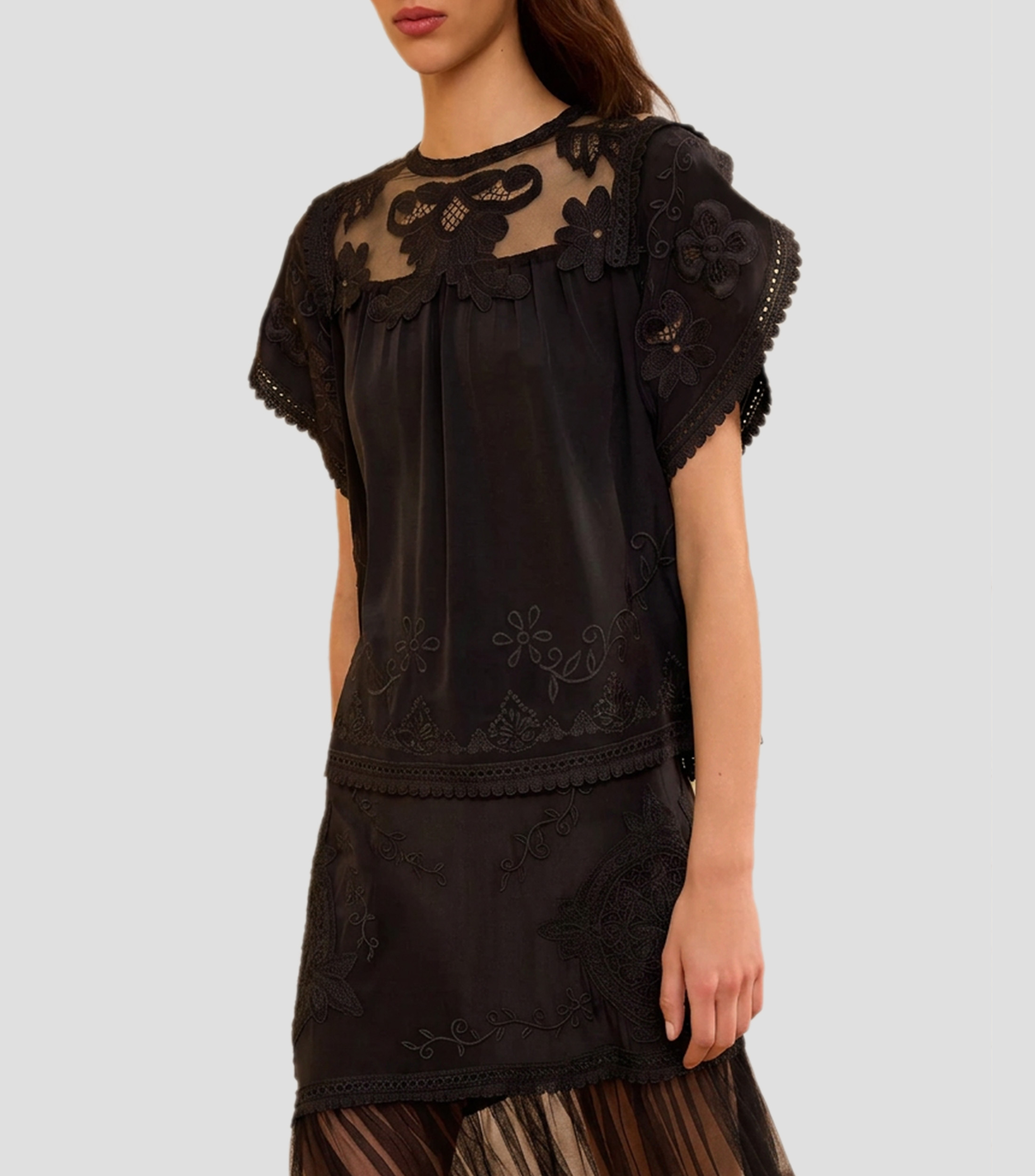 Blusa lisa manga corta Mujer