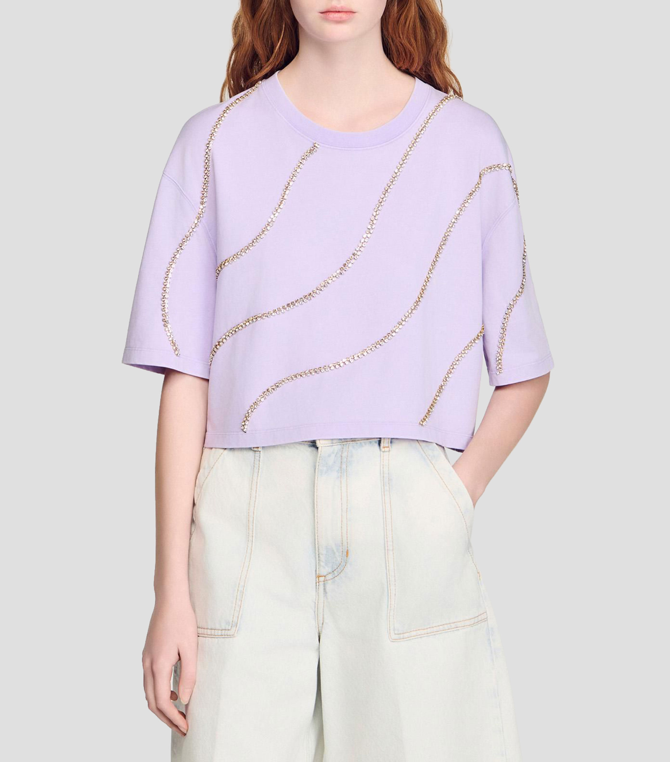 Playera de cuello redondo y manga corta con diseño fantasía Mujer