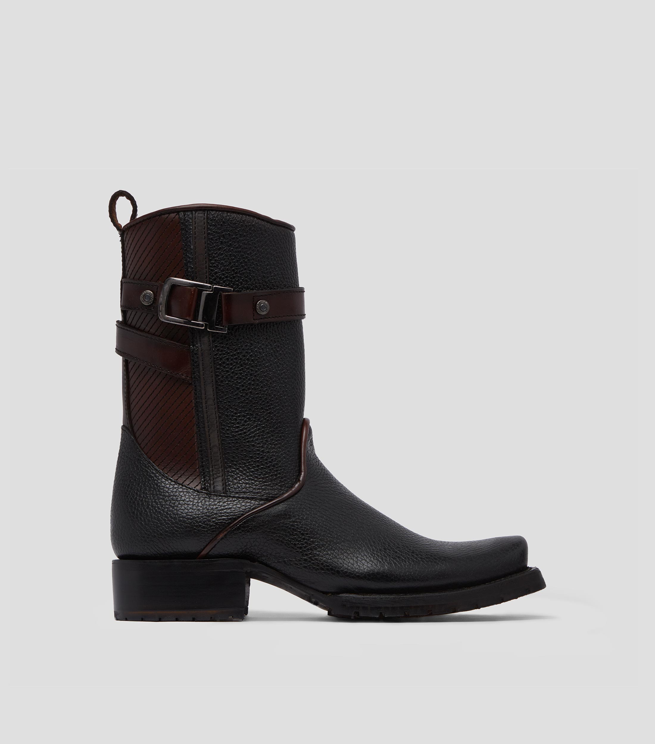 Botas en Piel de Tacón Bajo Media Luna Hombre