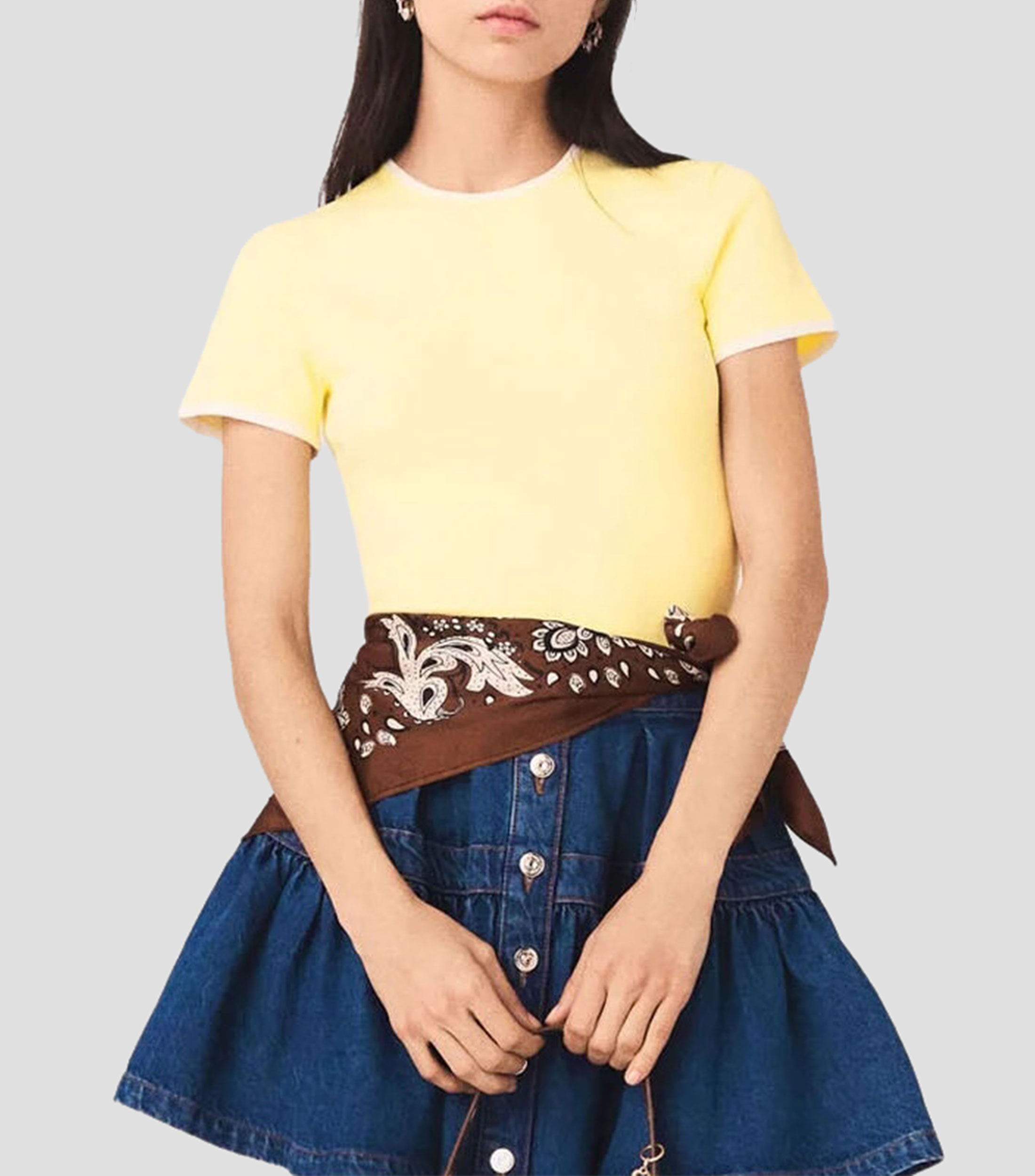 Playera cuello redondo manga corta lisa Mujer