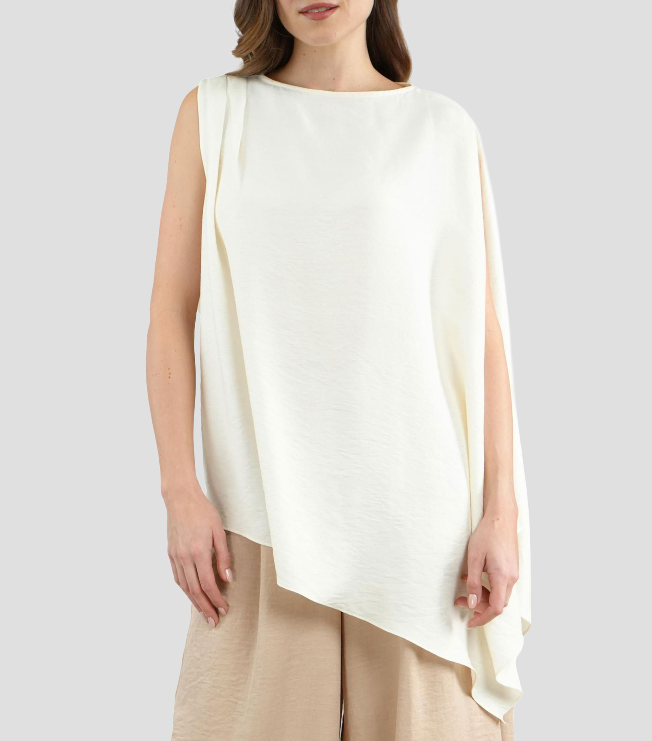 Blusa lisa sin mangas Mujer