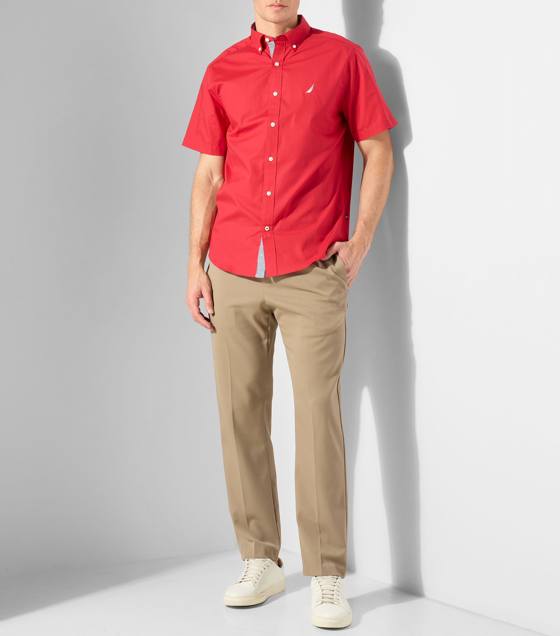 Camisa lisa con manga corta Hombre