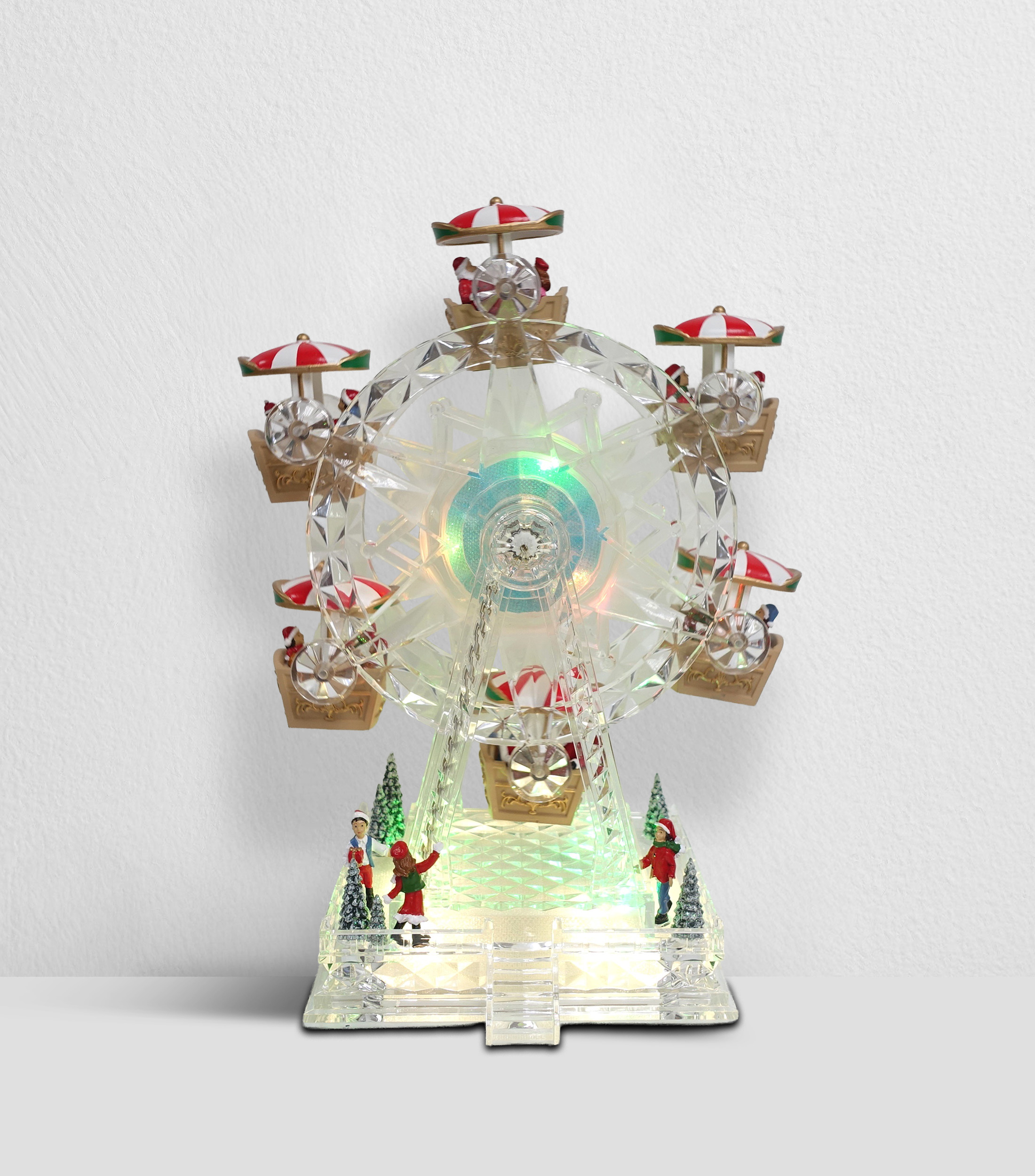 Figura decorativa Navideña Rueda de la fortuna con luz y música