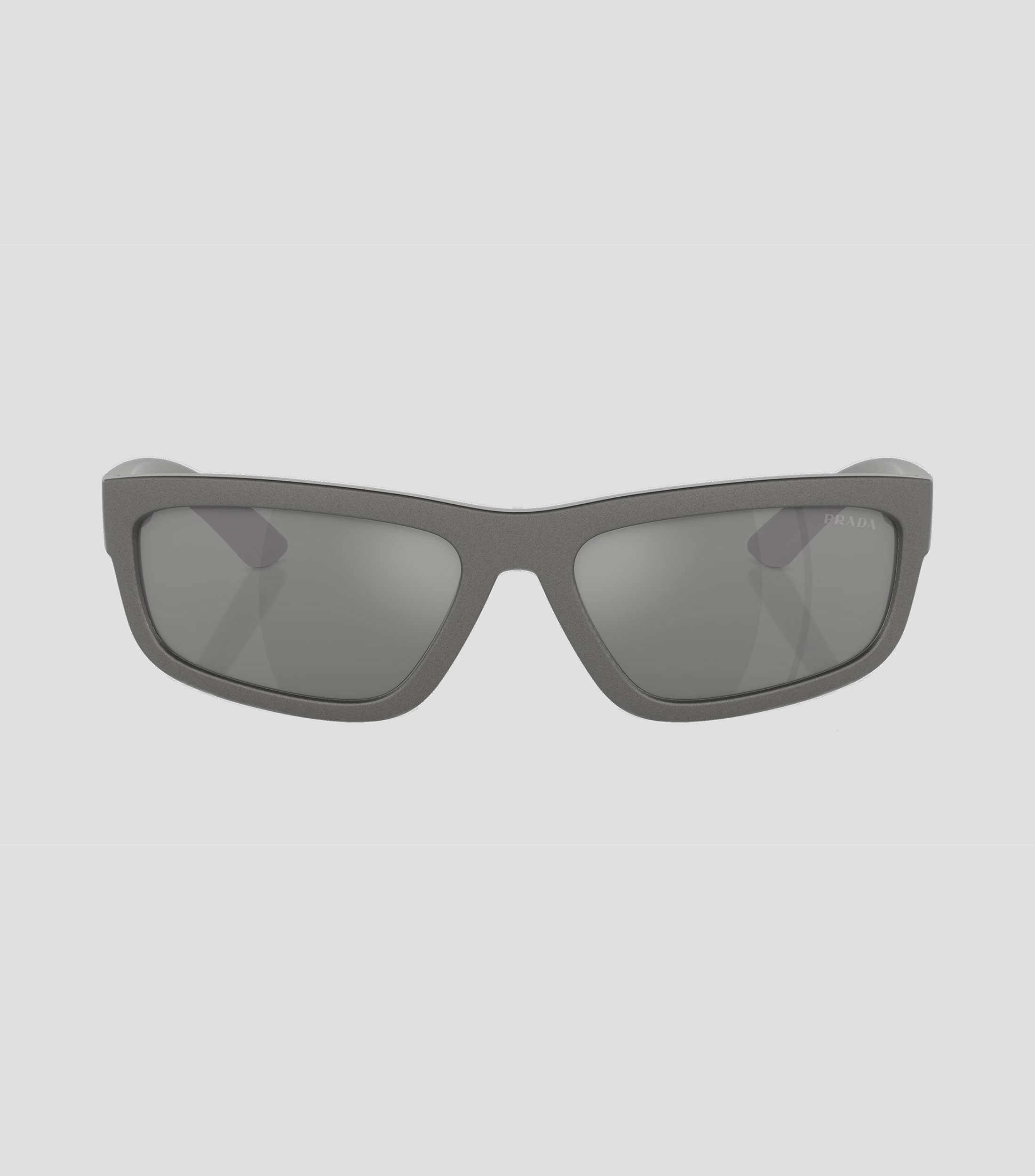 Lentes de sol rectangulares gris metálico Hombre