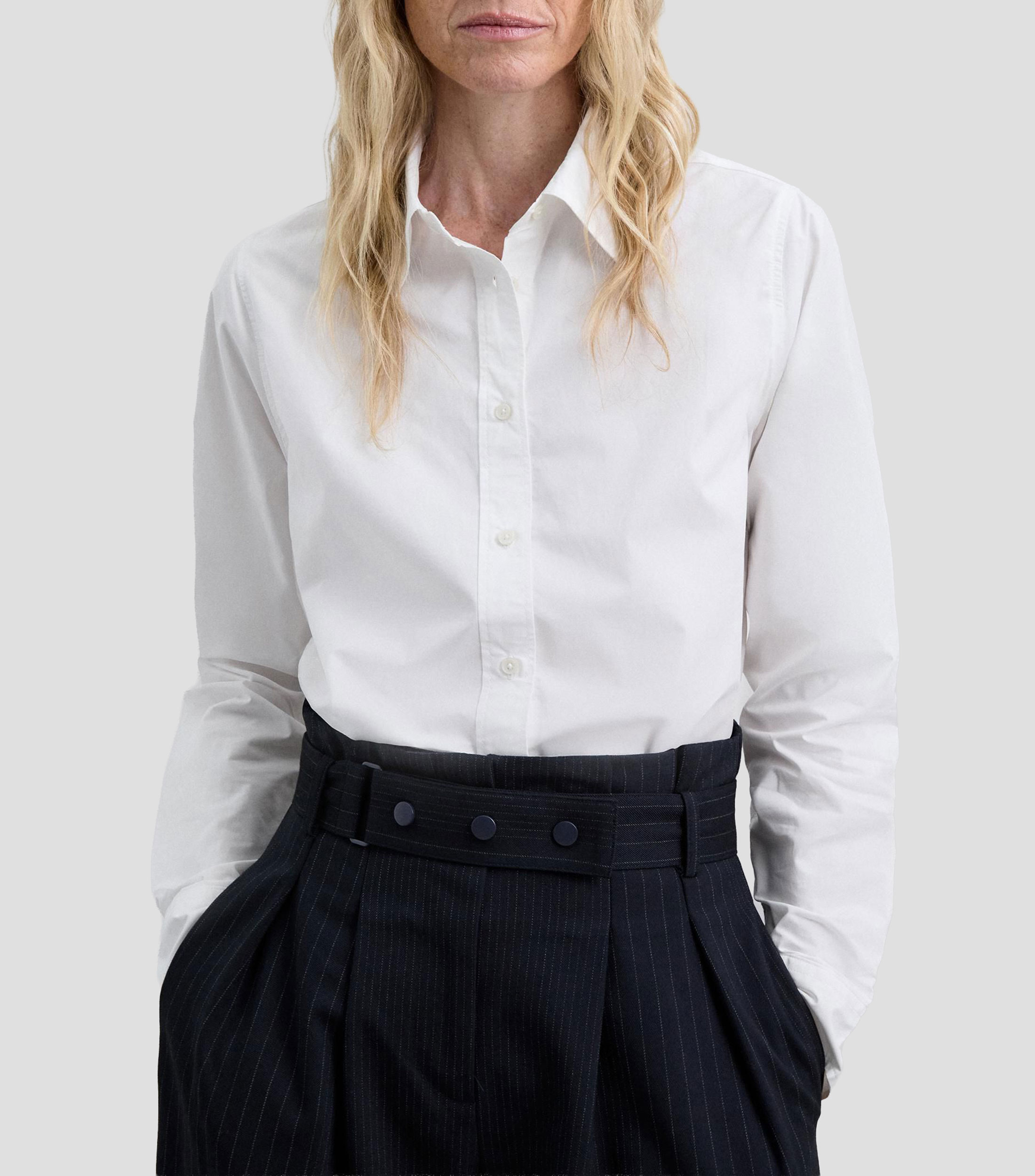 Camisa lisa manga larga Mujer