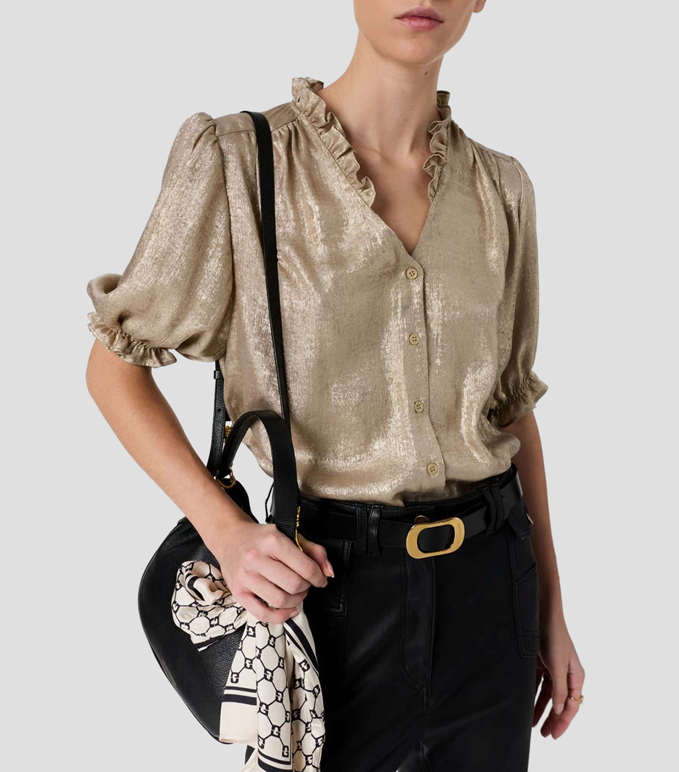 Blusa liso manga corta Mujer