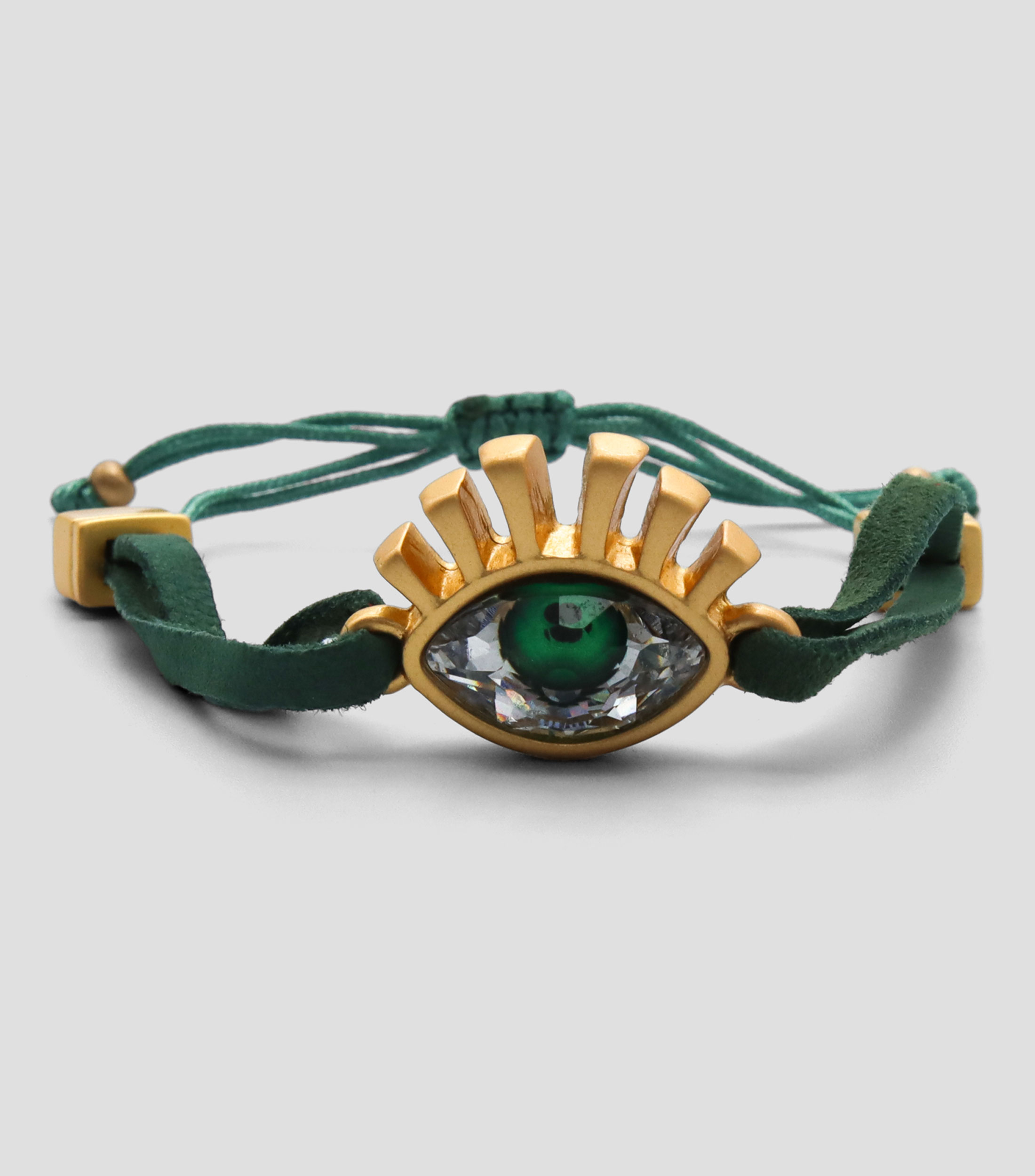 Pulsera ajustable verde con ojo Mujer