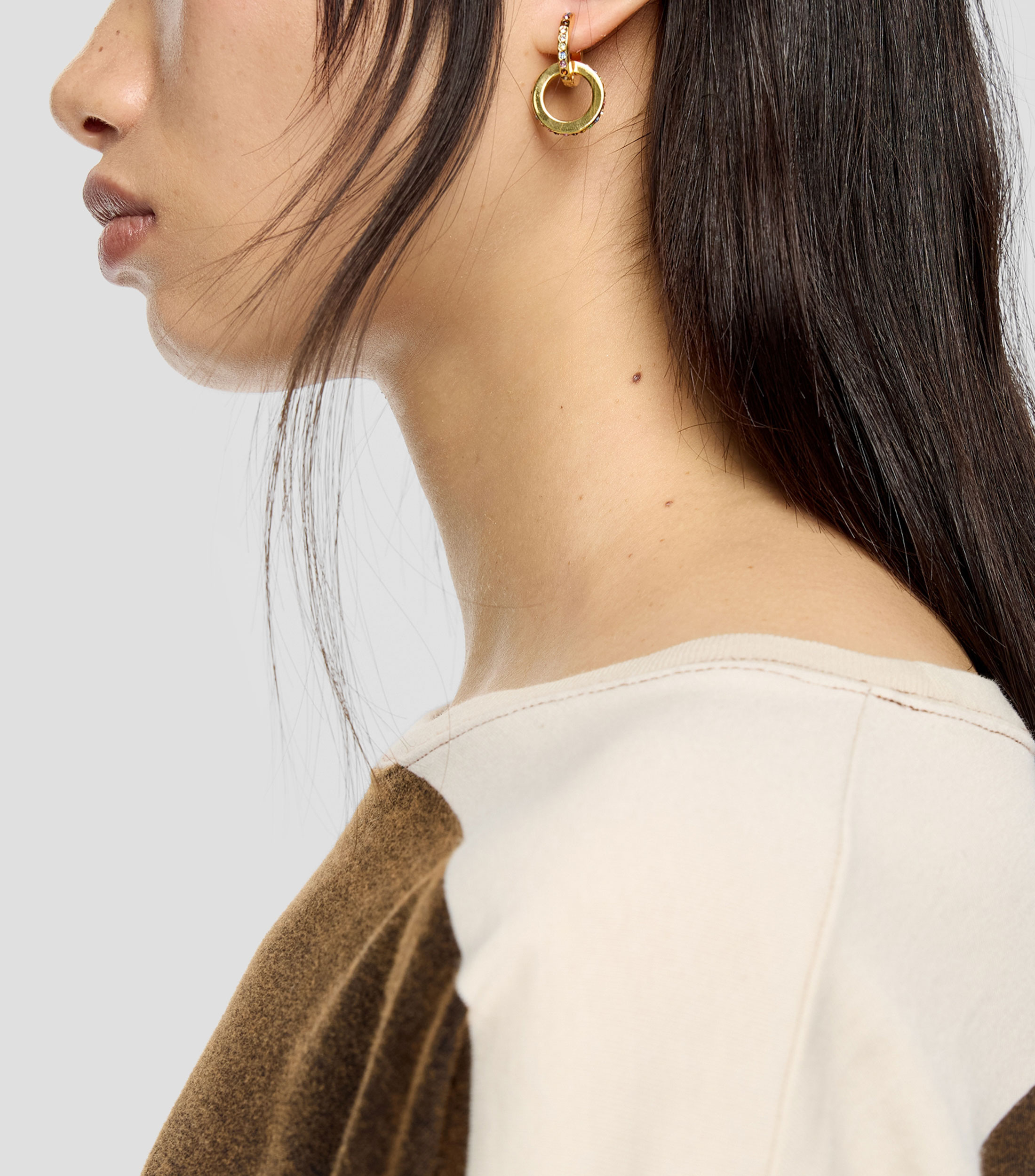 Pendientes doble aro logo Mujer