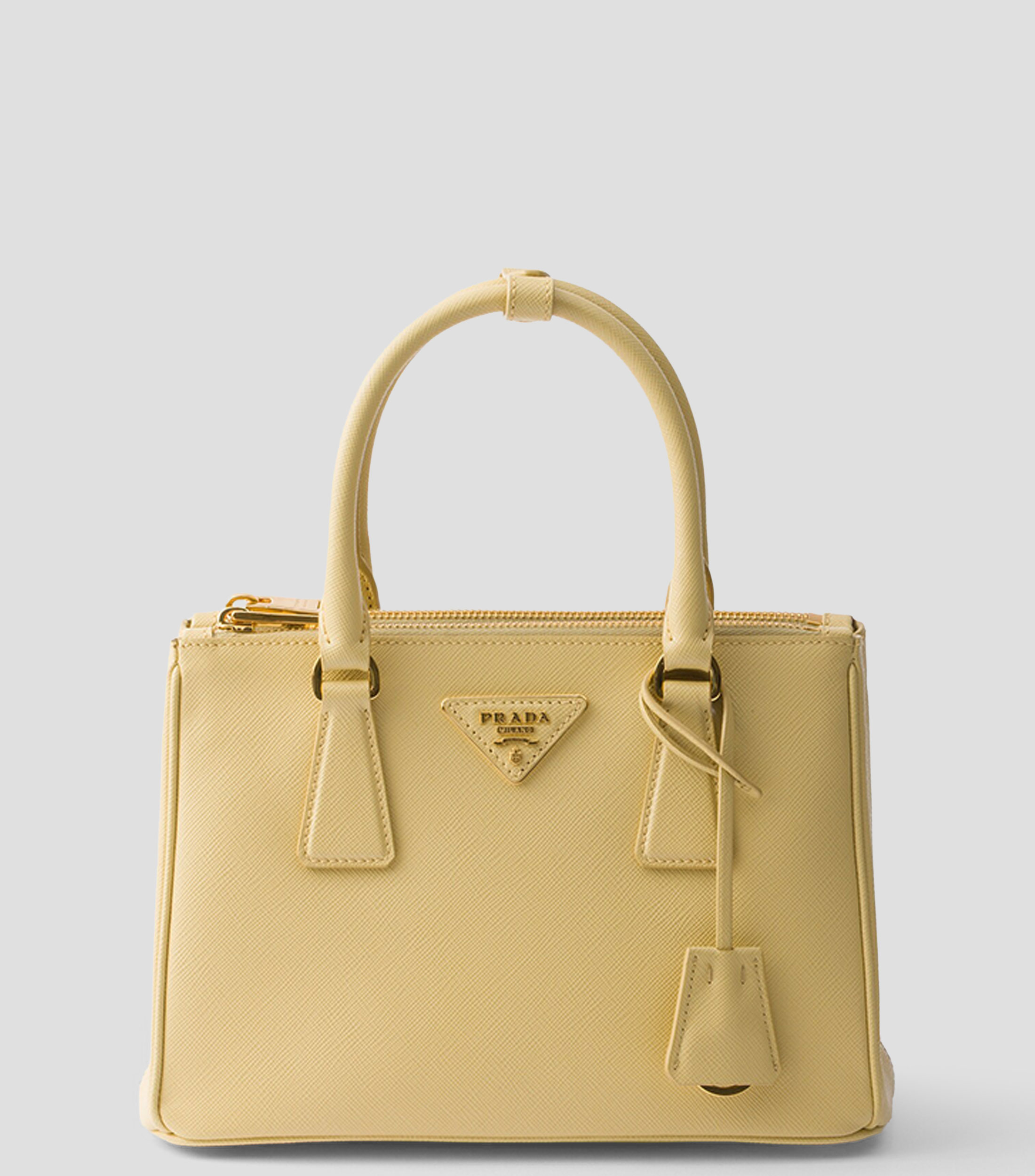 Bolsa Satchel Amarilla en Piel Galleria, Mujer
