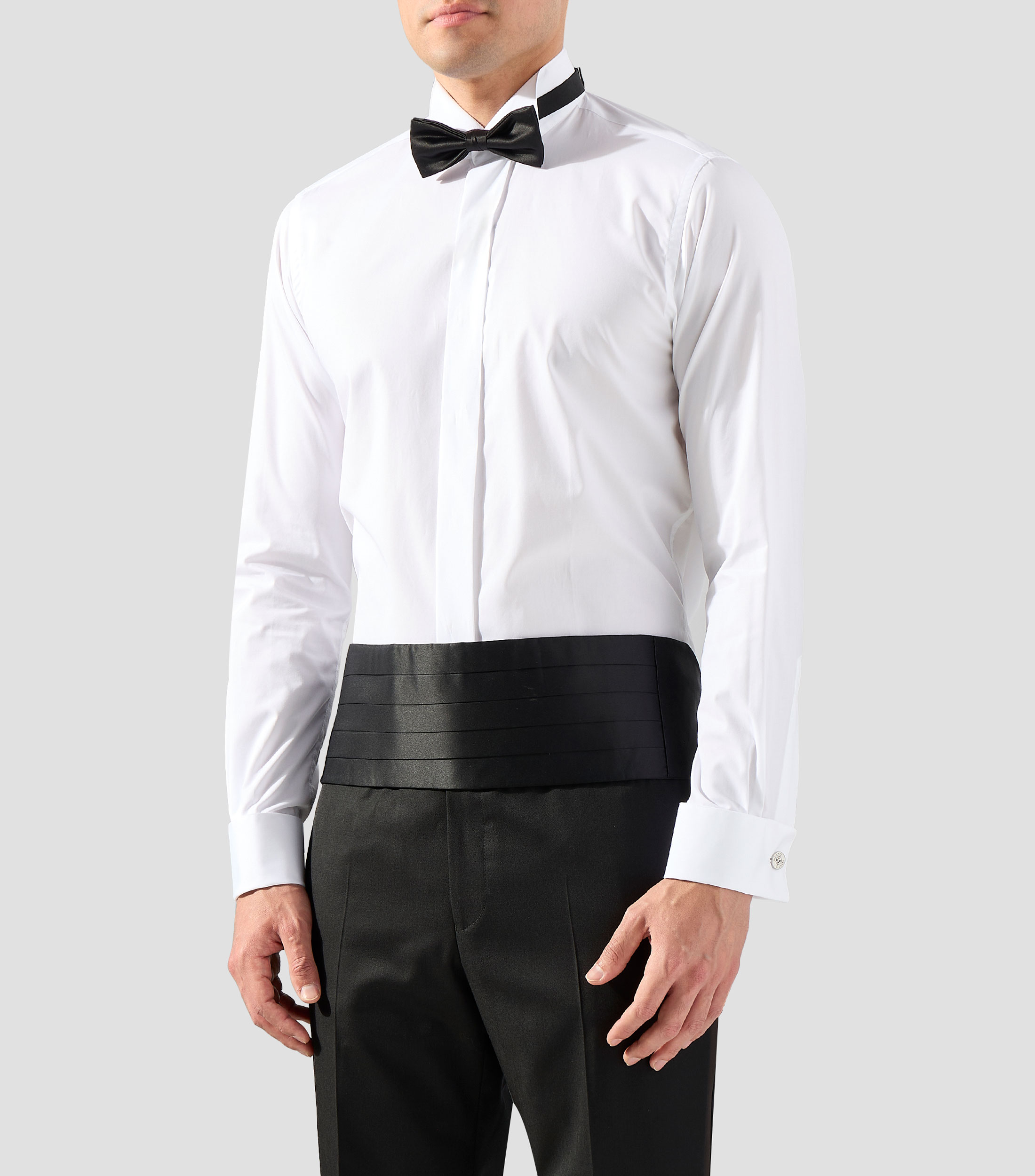 Camisa de vestir para smoking lisa con manga larga Hombre