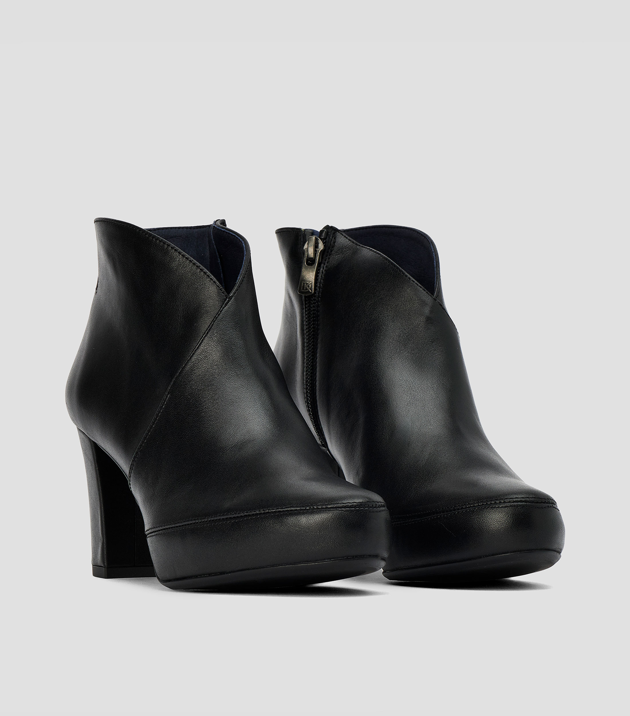 Botines de tacón alto ancho en piel Mujer