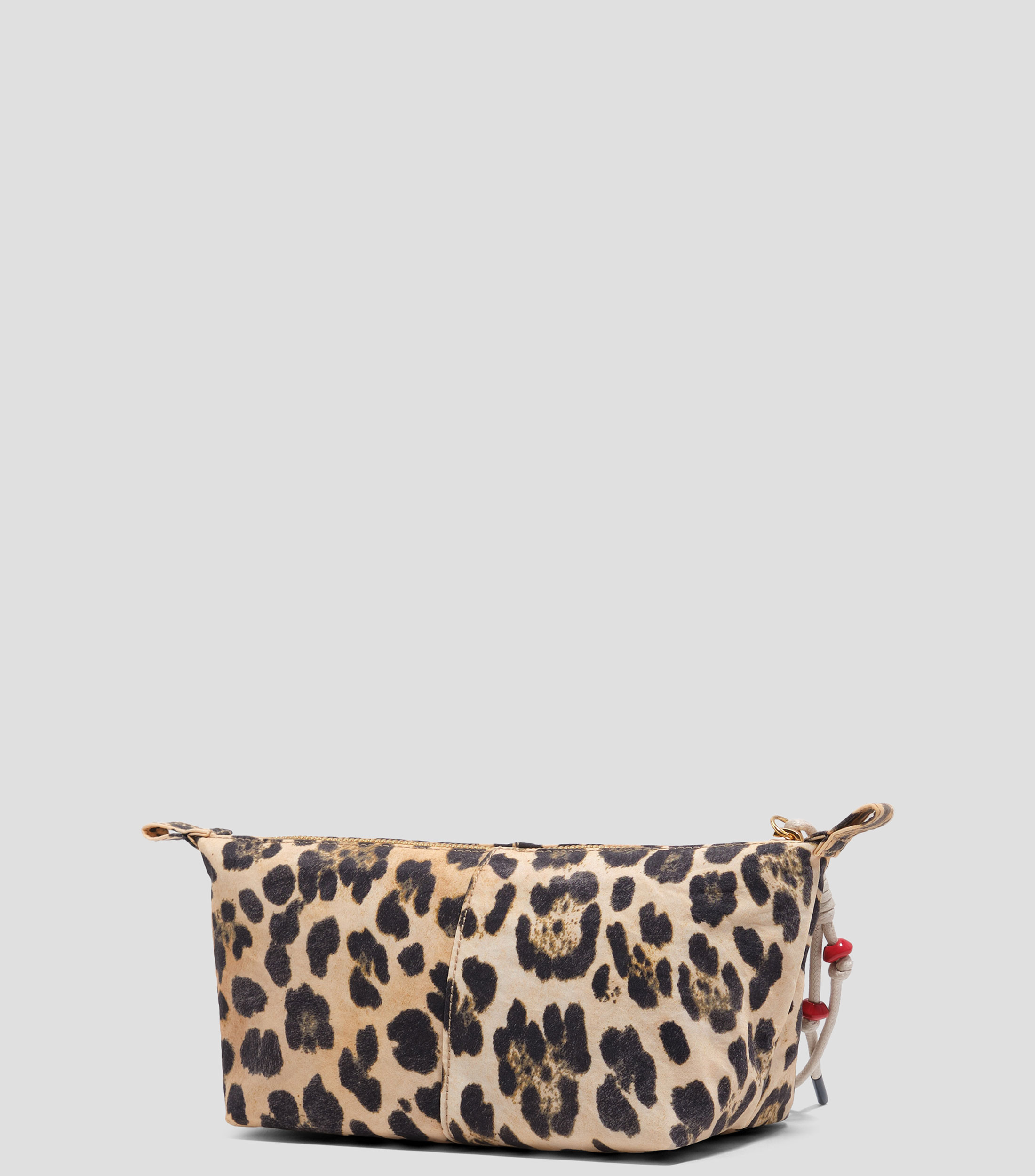 Cosmetiquera trapecio nylon leopardo natural Mujer