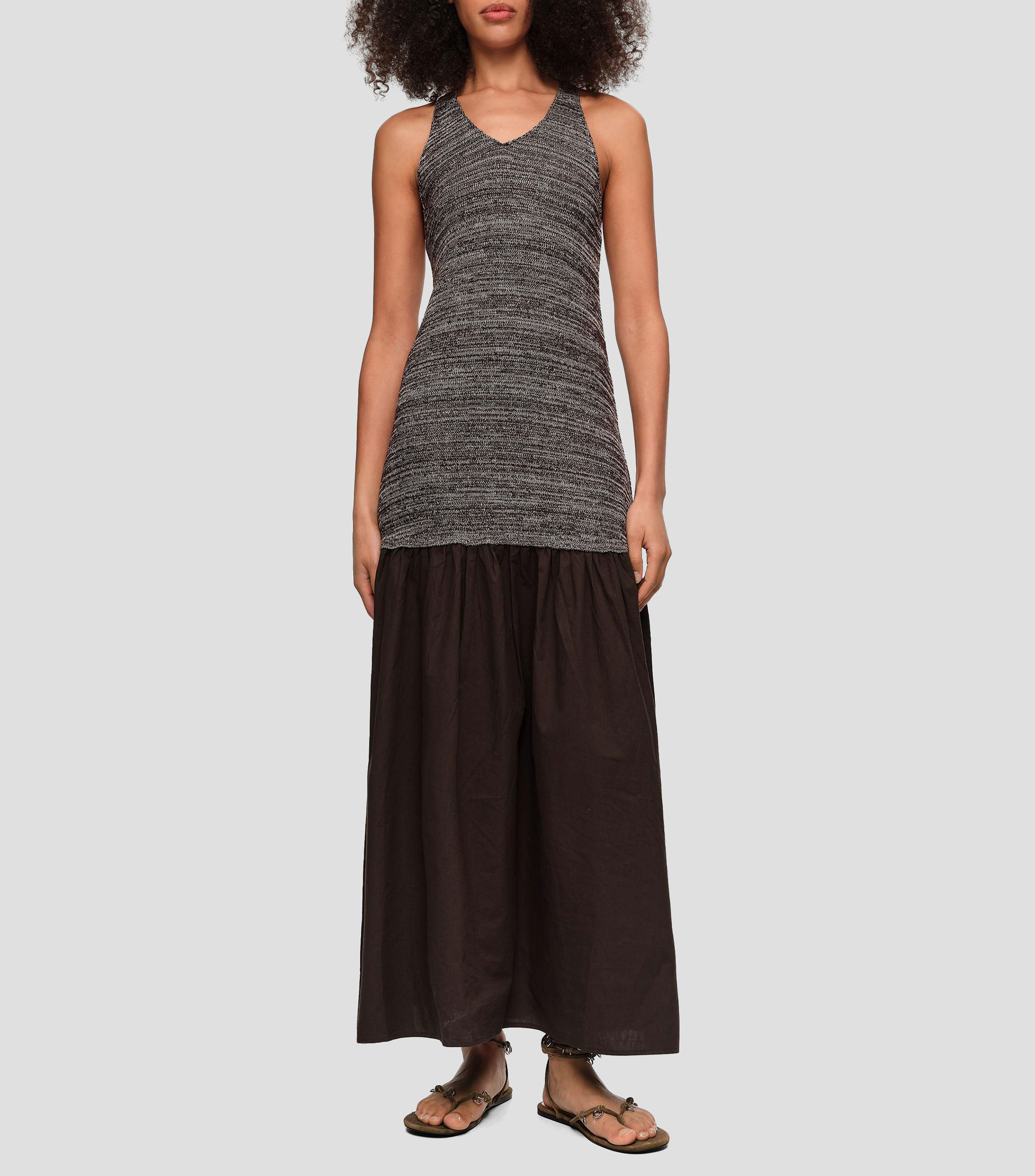 Vestido bimateria punto Mujer