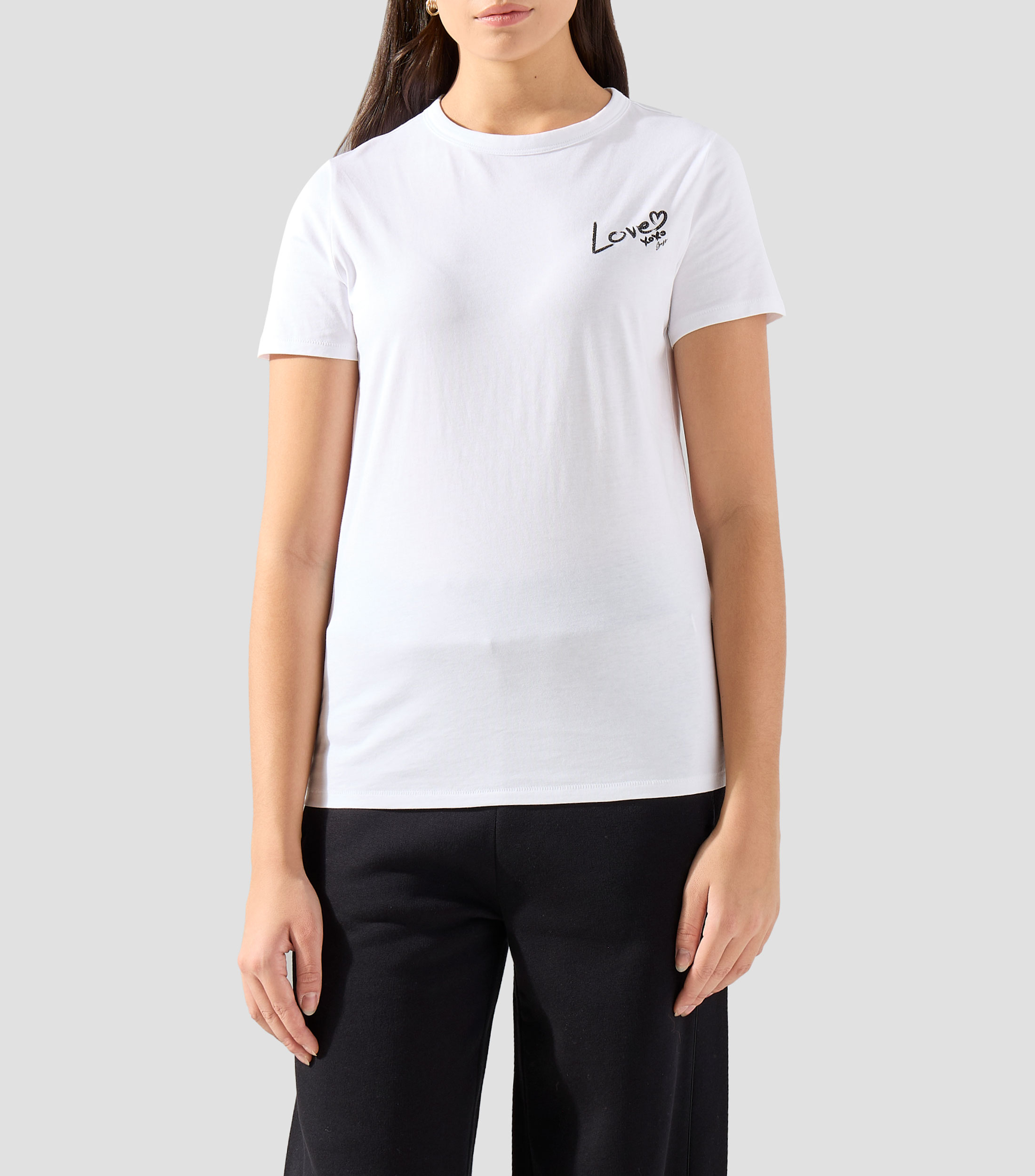 Playera cuello redondo manga corta lisa Mujer