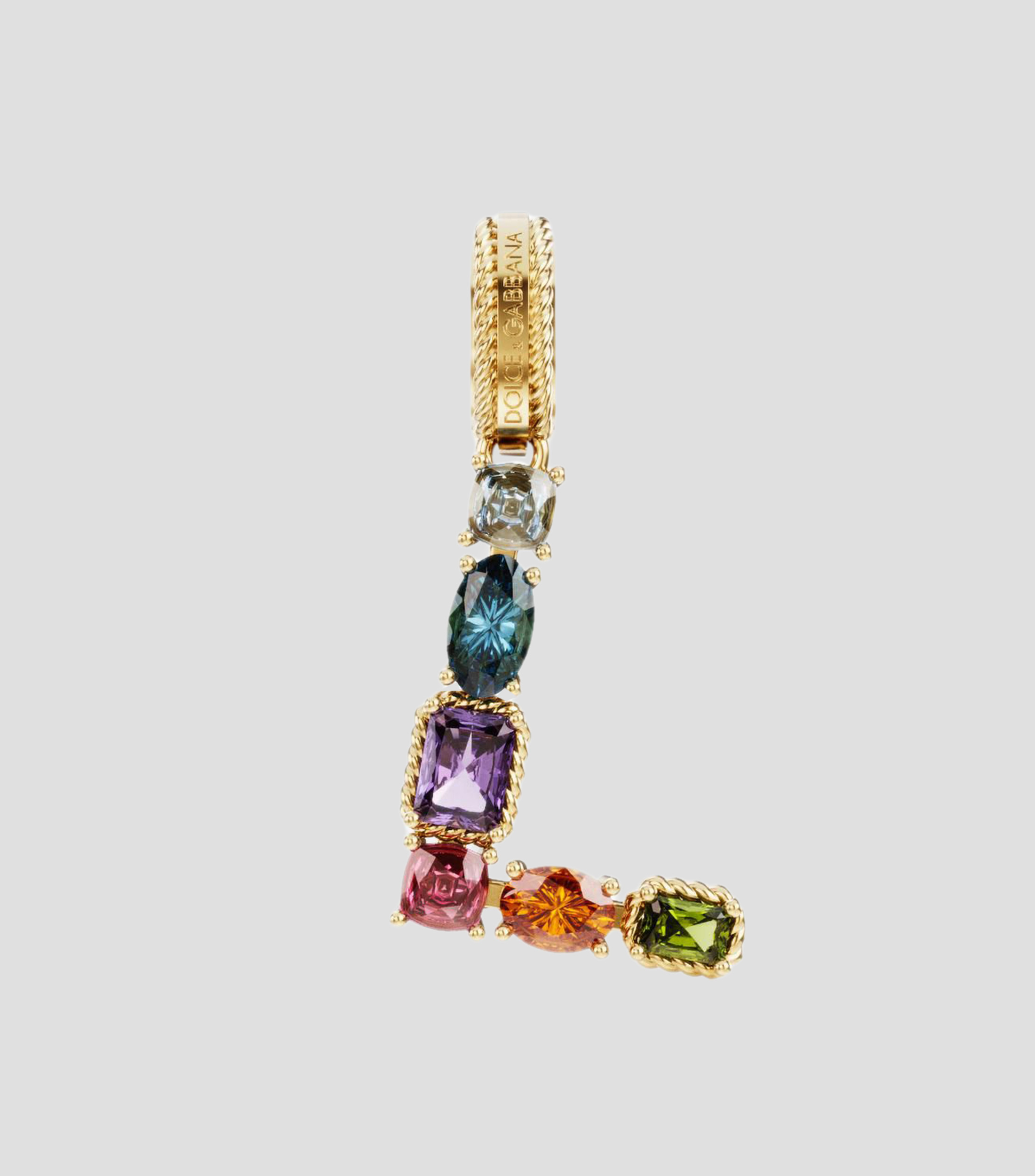 Charm Mini Letra L en Oro de 18 Kilates con gemas naturales Mujer