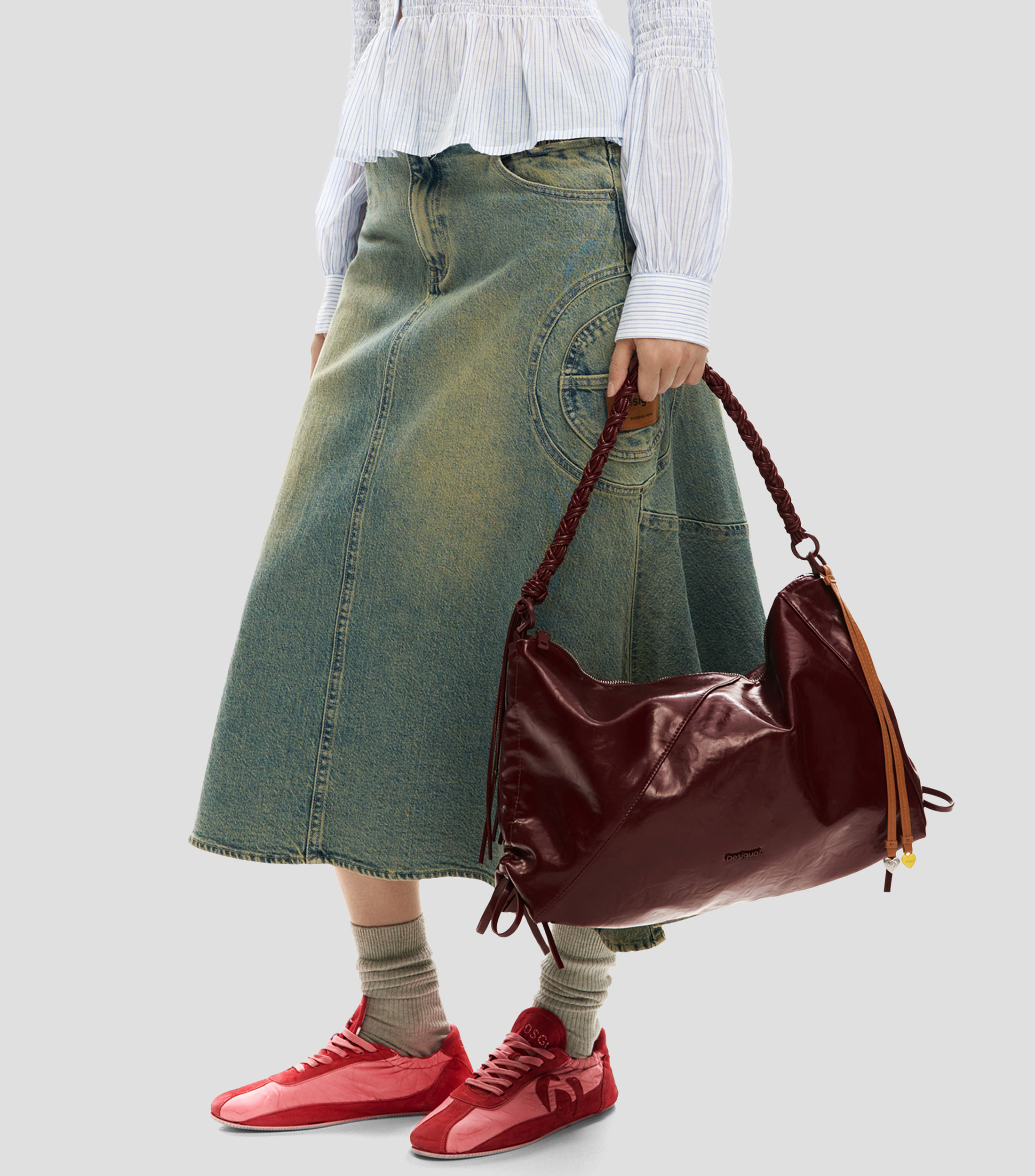 Bolsa grande brillante lazo Mujer