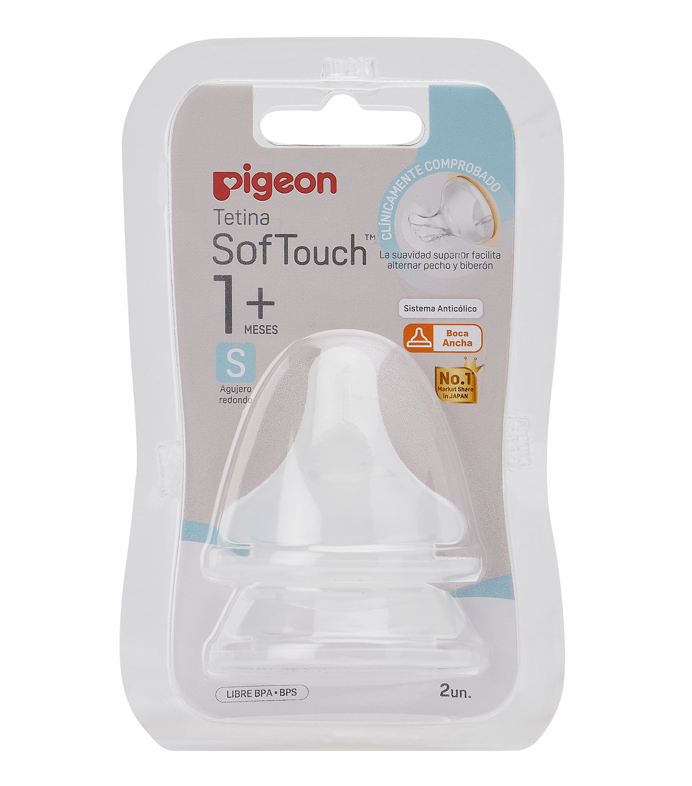 Set 2 Tetinas Softouch Boca Ancha 1 Mes