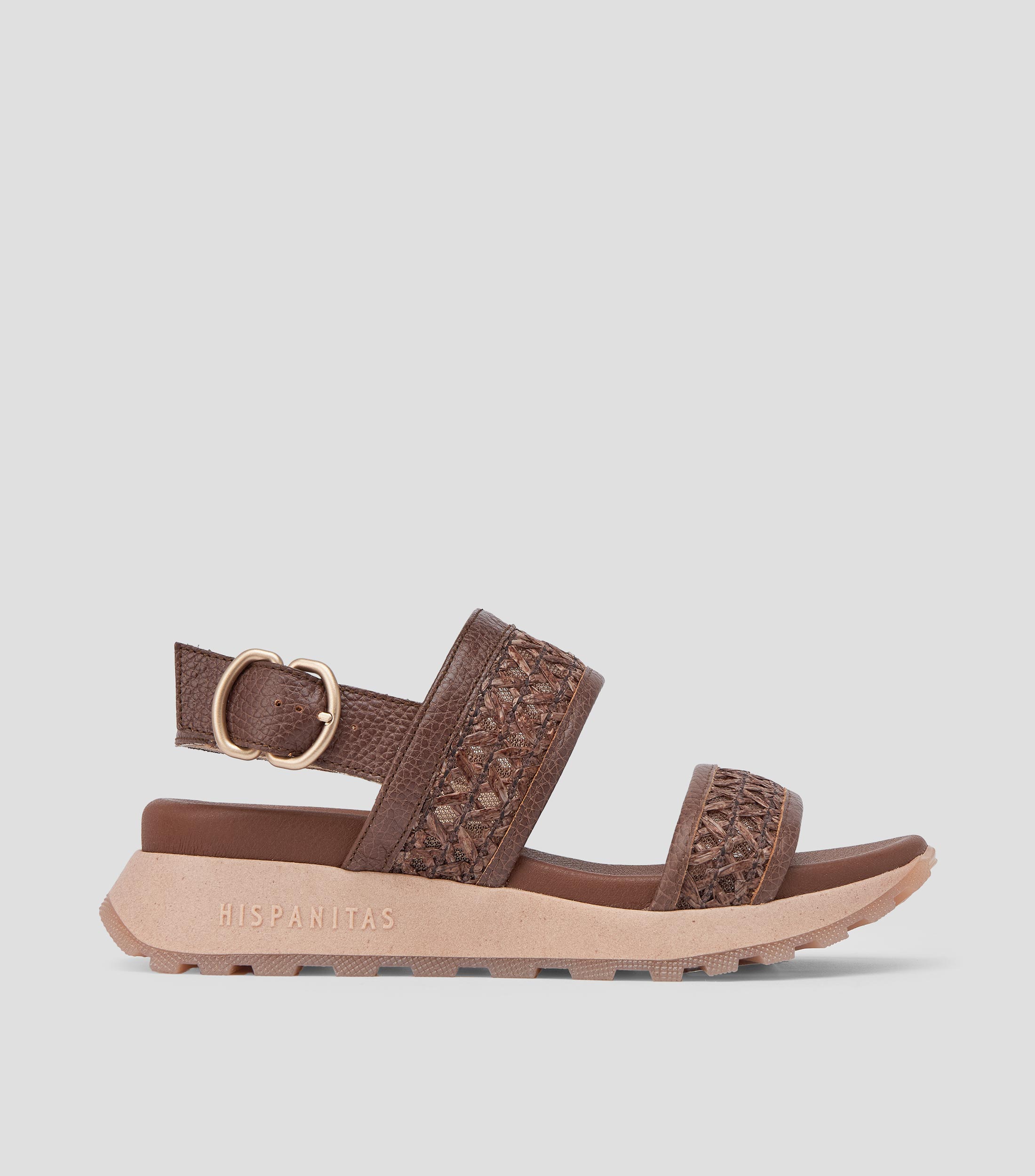 Sandalias con tacón bajo de cuña Mujer
