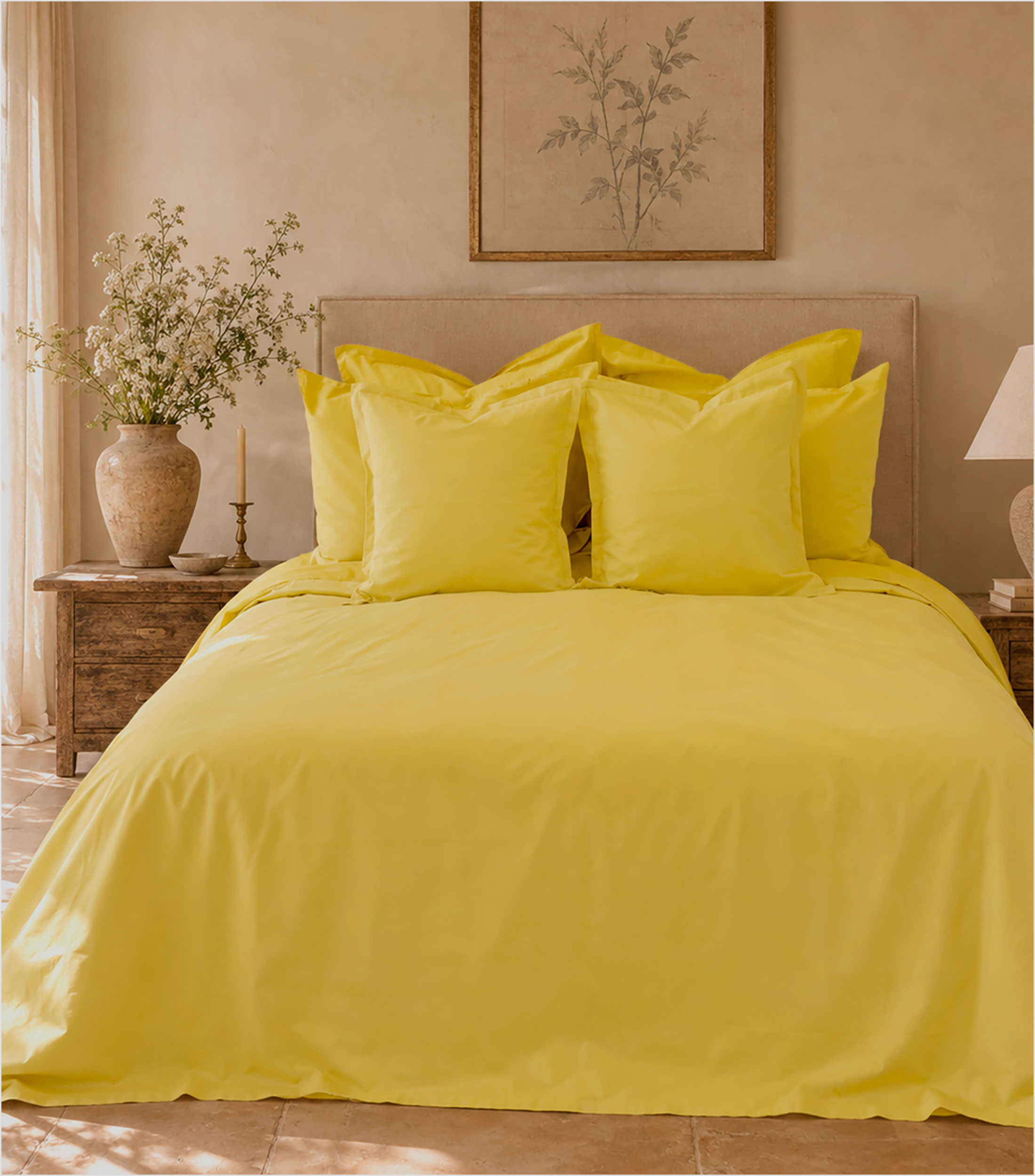 Funda para Duvet Individual en Algodón Gialla, Amarillo